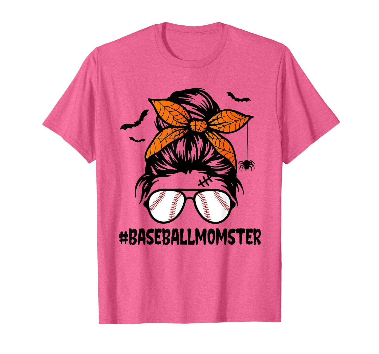 Baseball Momster Shirt for Women Halloween Mom Messy Bun T-Shirt