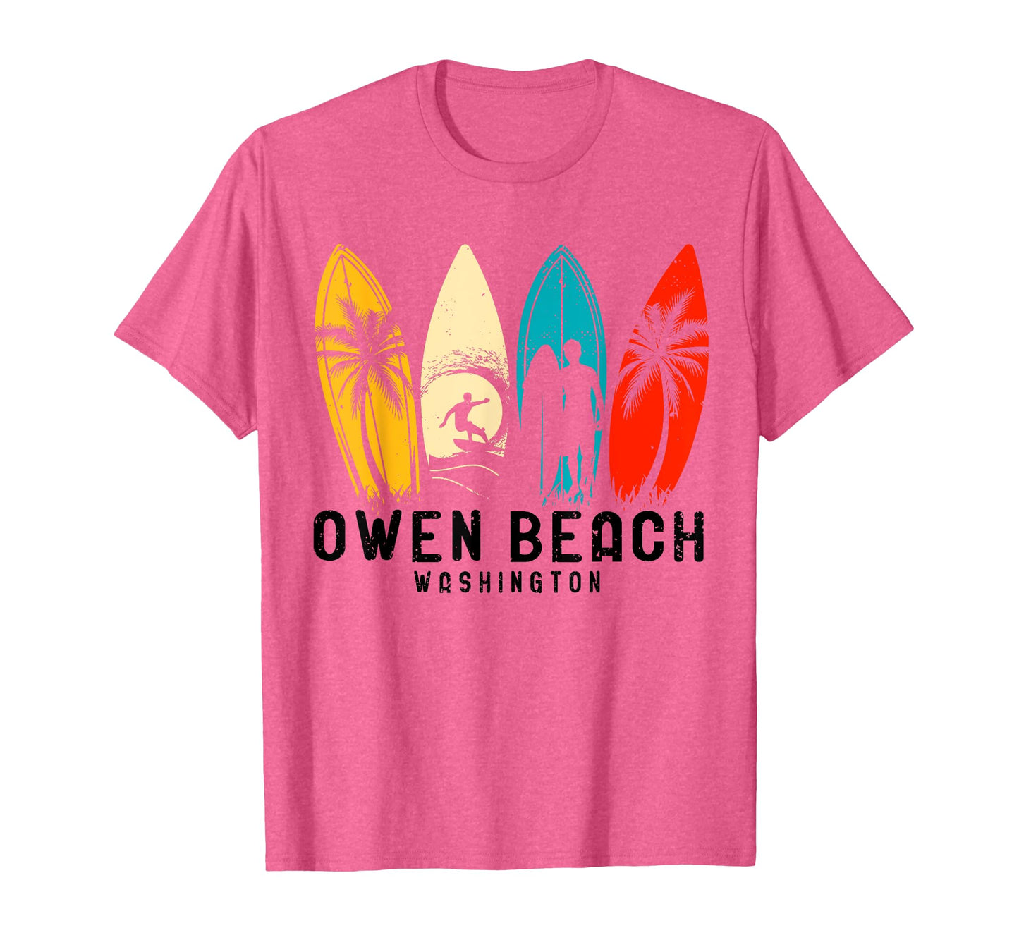 Vintage Washington Owen Beach Surfboarder T-Shirt for Men Women Kids