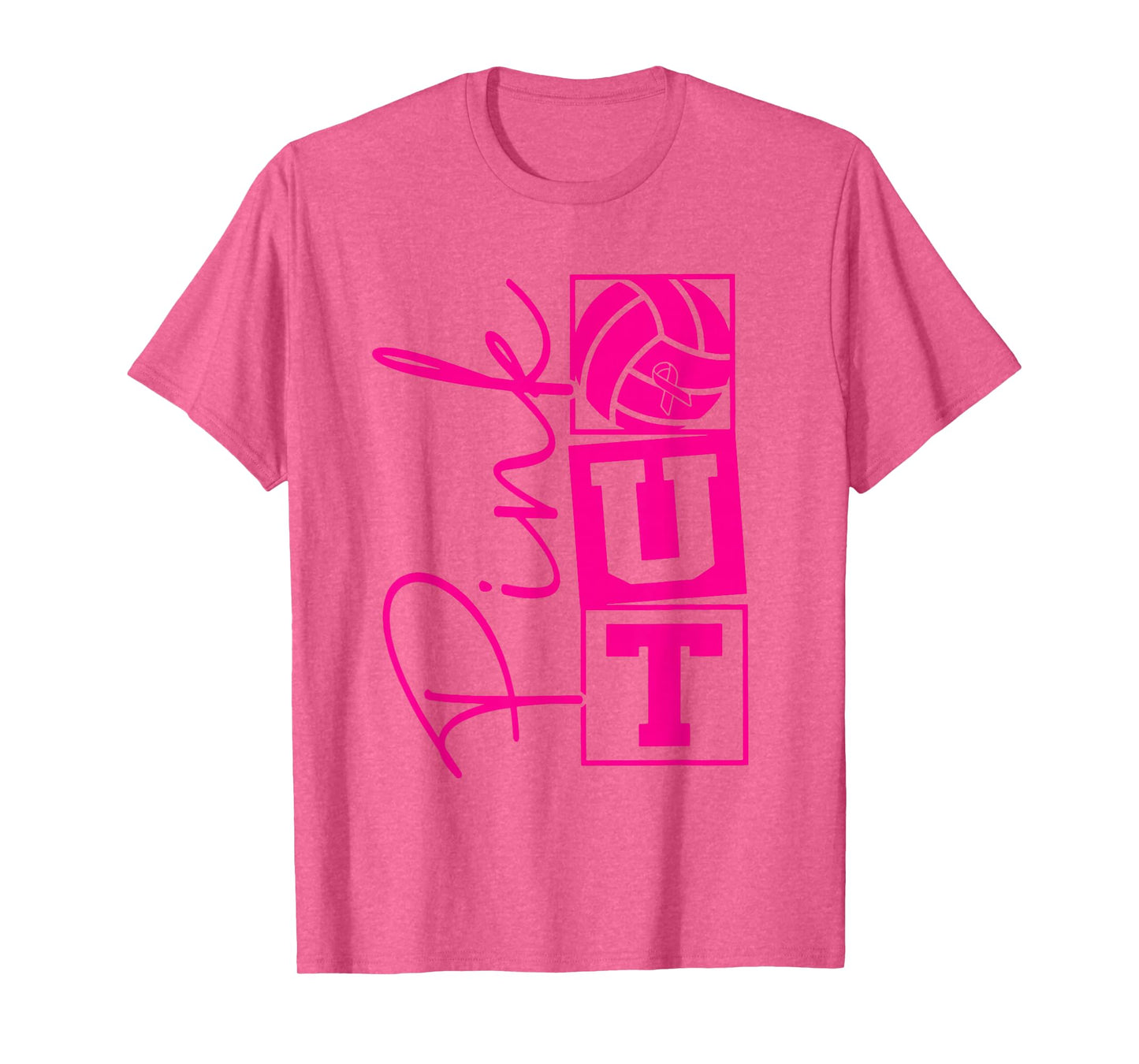 Volleyball Pink Out Breast Cancer Awareness Pink Ribbon T-Shirt