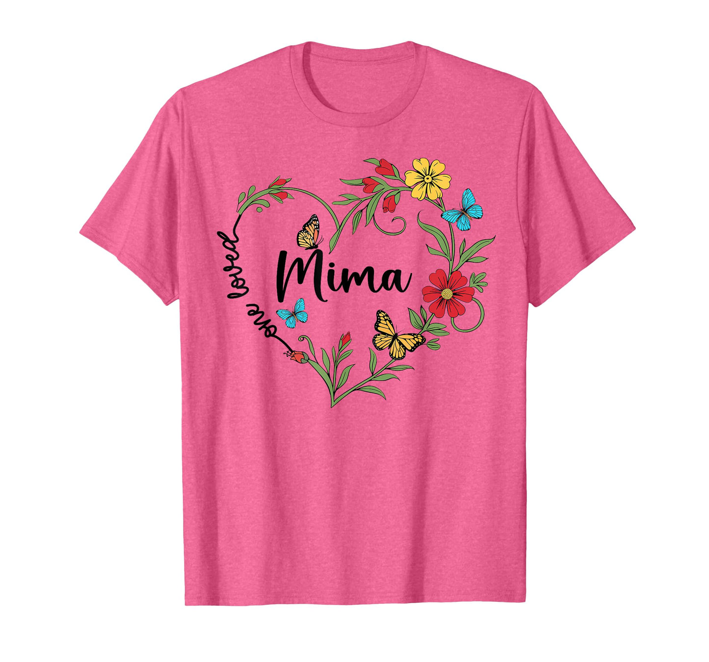 Floral One Loved Mima Heart Mom Grandma Women Mother's Day T-Shirt