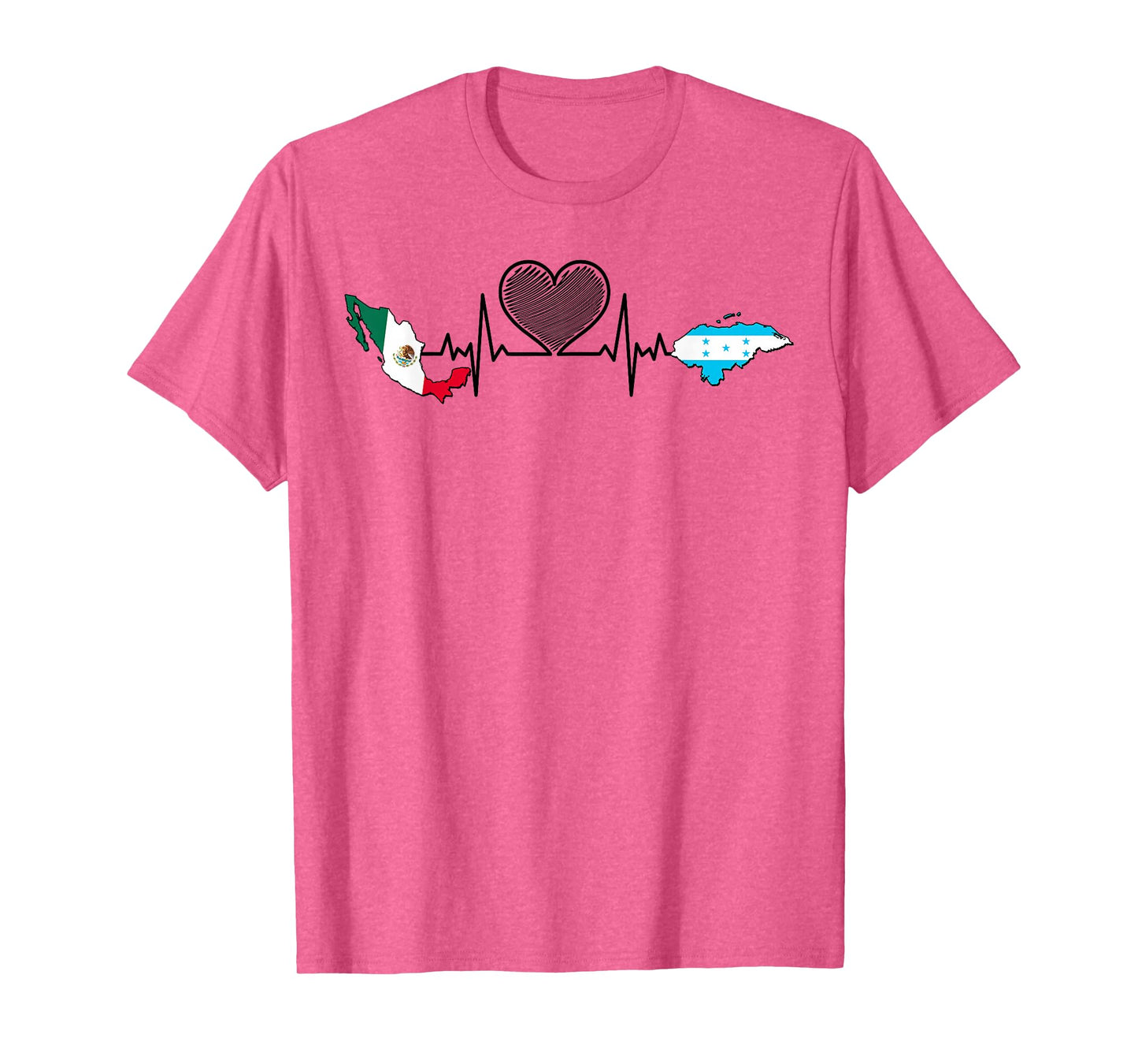 Mexico & Honduras Map in Heartbeat Hispanic Heritage Month T-Shirt