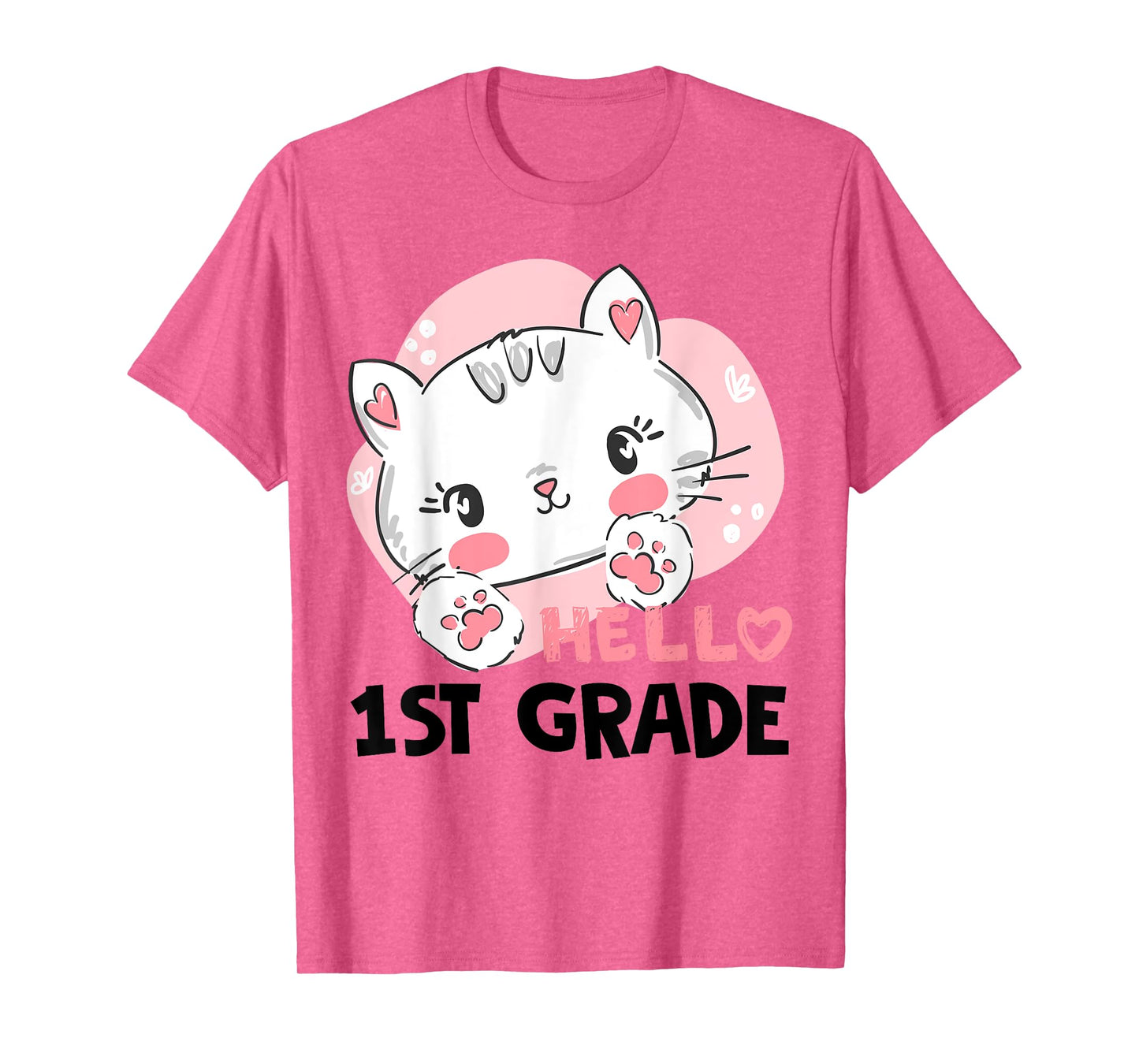 Hello First 1st Grade Back To School Cute Cat Girls Women T-Shirt