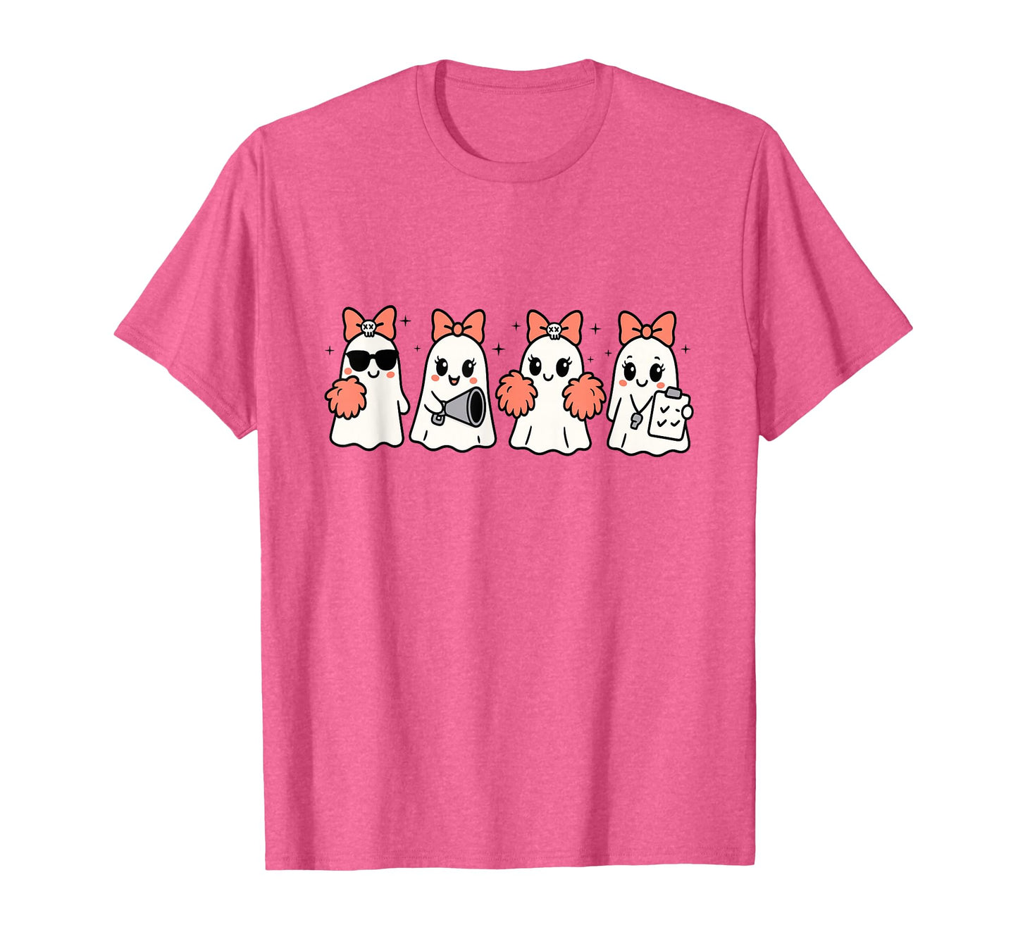 Coquette Ghost Halloween Cheerleader Club Teacher Womens T-Shirt