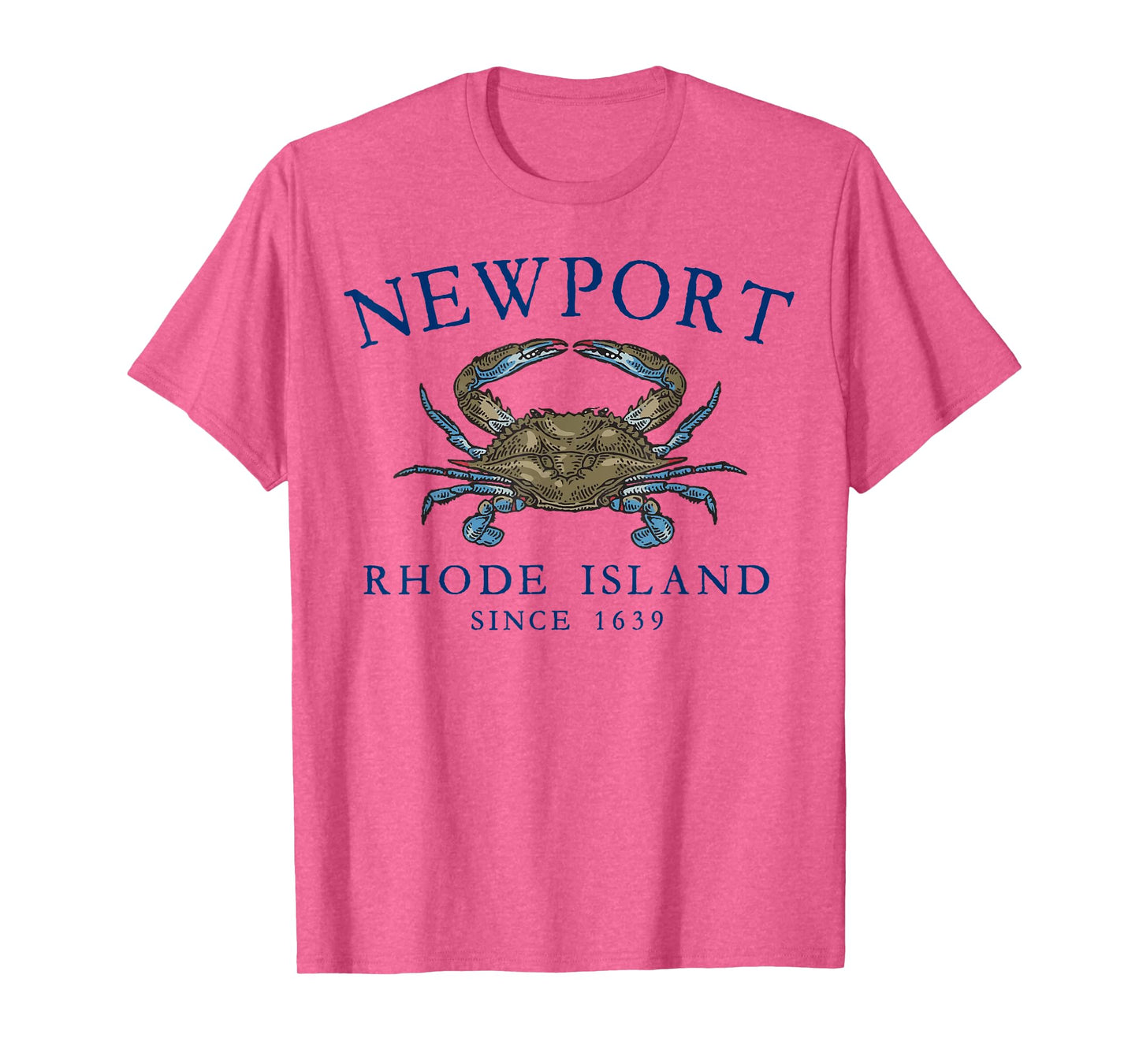 Newport Rhode Island Blue Crab Since 1639 Arched Navy Blue T-Shirt