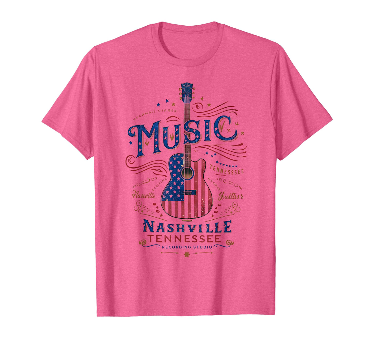 Rock American Flag Patriotic USA Music Nashville Guitar T-Shirt