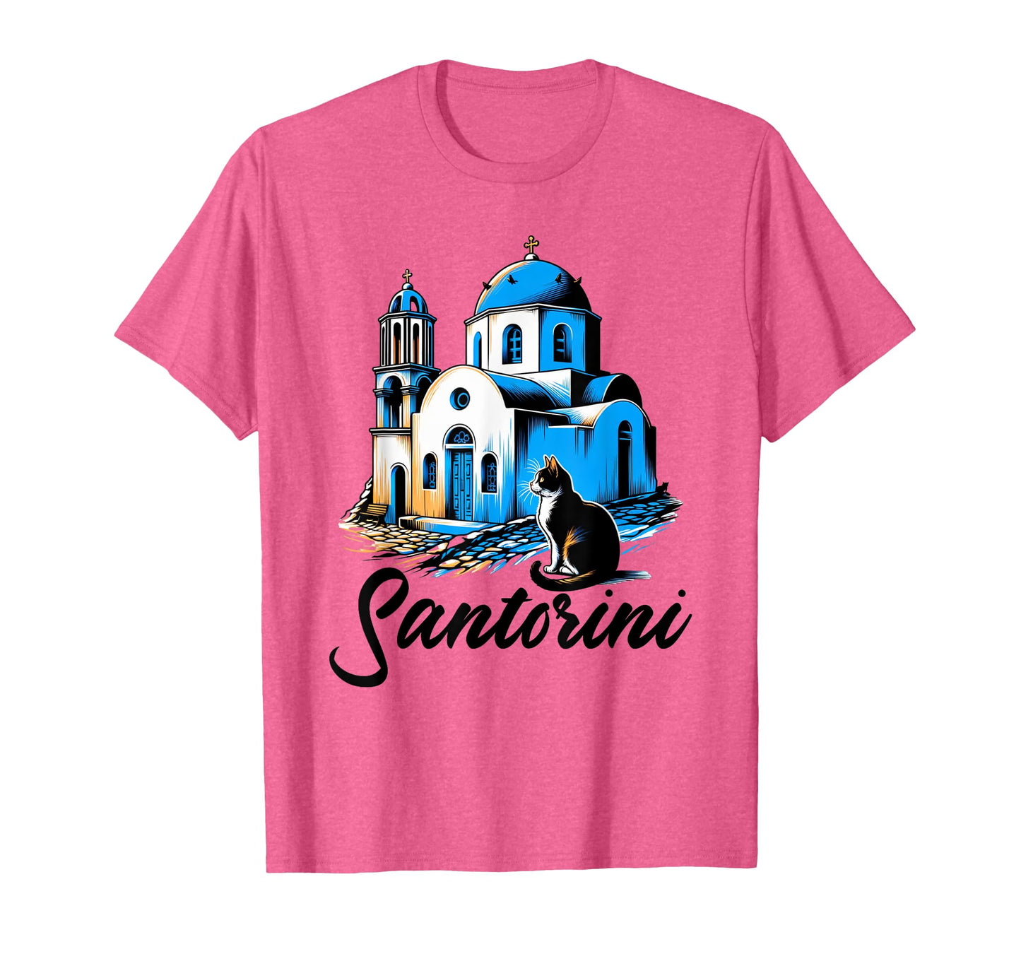 Greece Santorini Cat Sketch / Santorini Men Women Kids T-Shirt