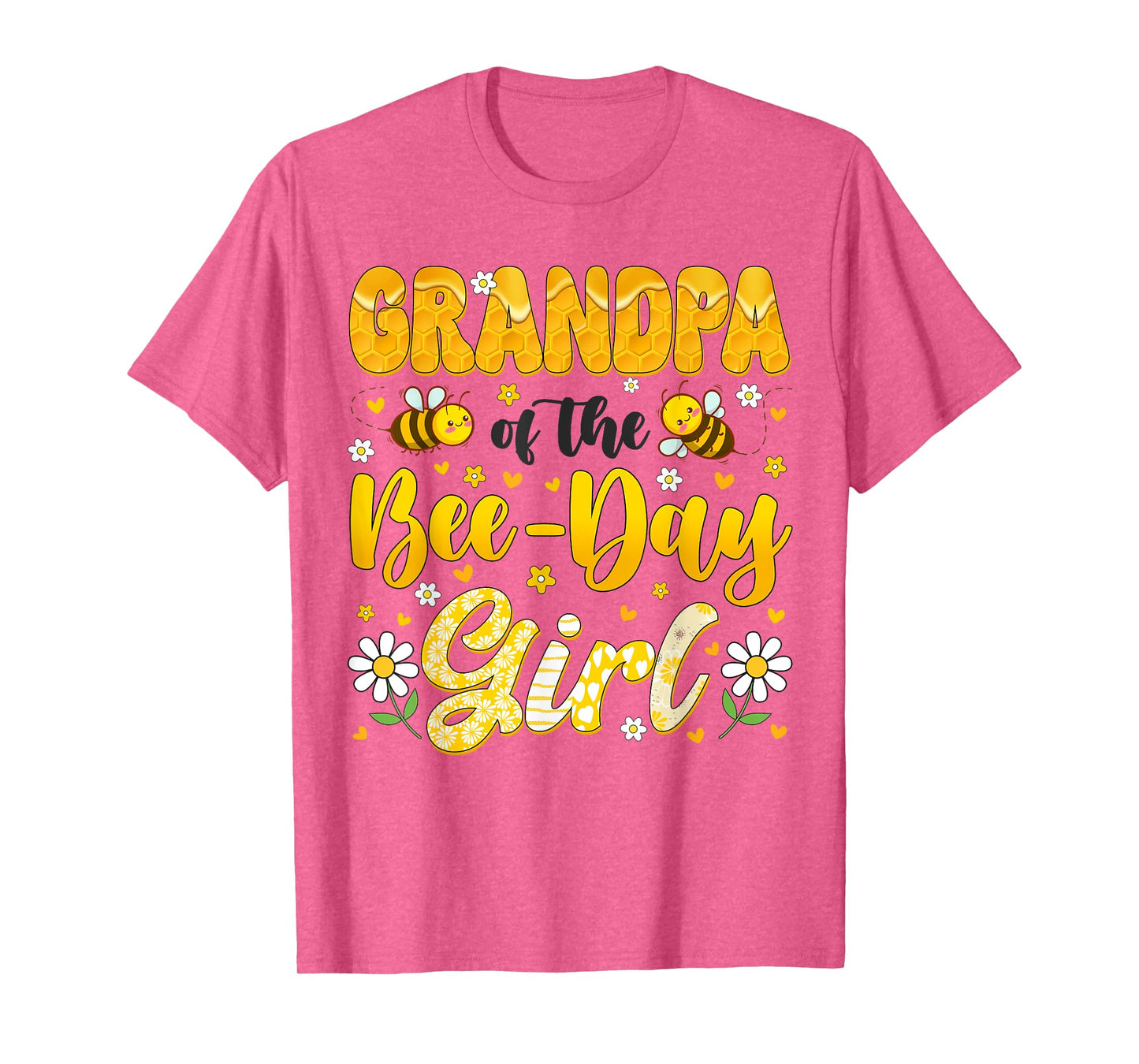 Grandpa Of The Bee Day Girl Flower Birthday Family Matching T-Shirt