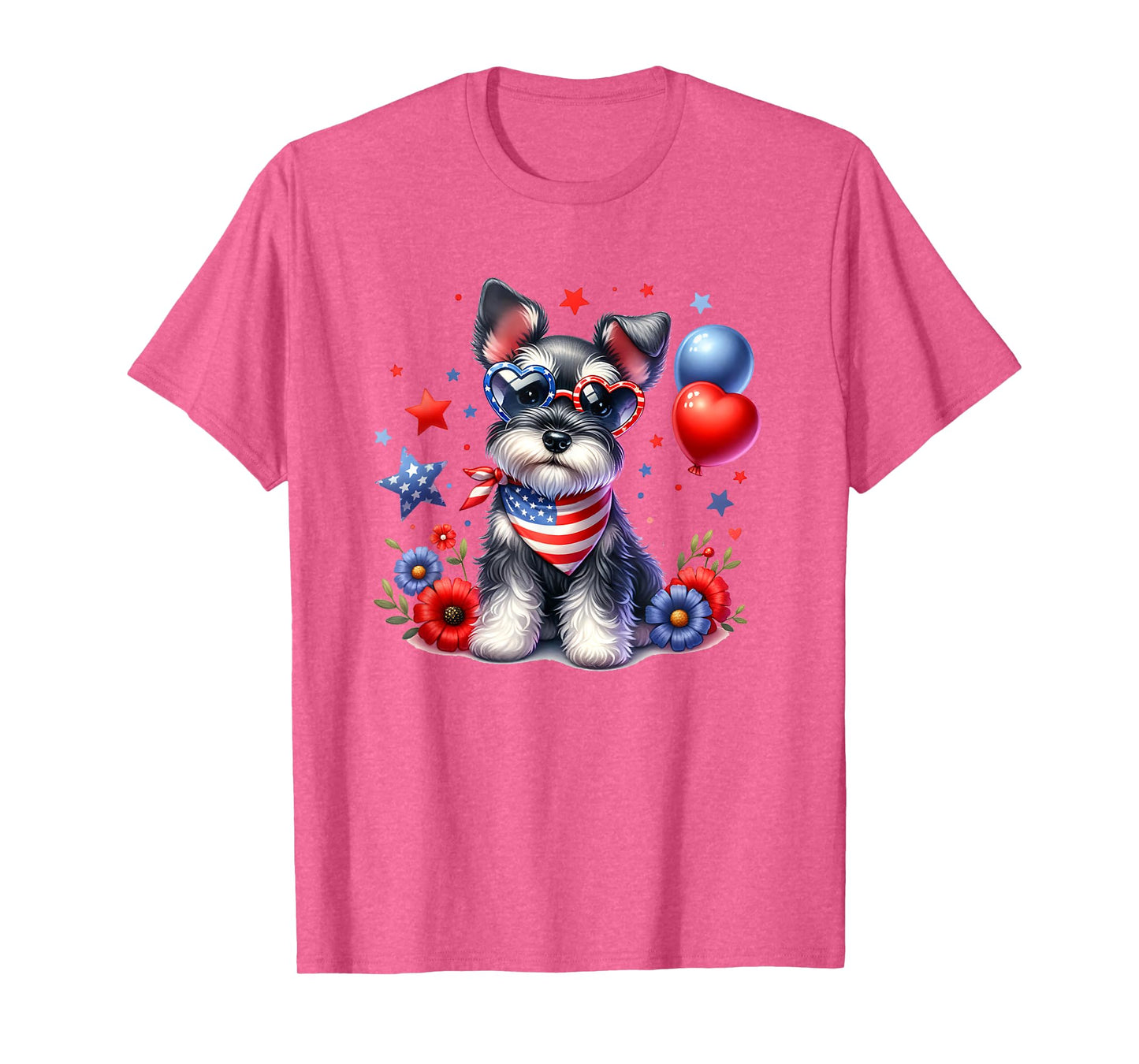 Patriotic Miniature Schnauzer American Flag 4th of July USA T-Shirt