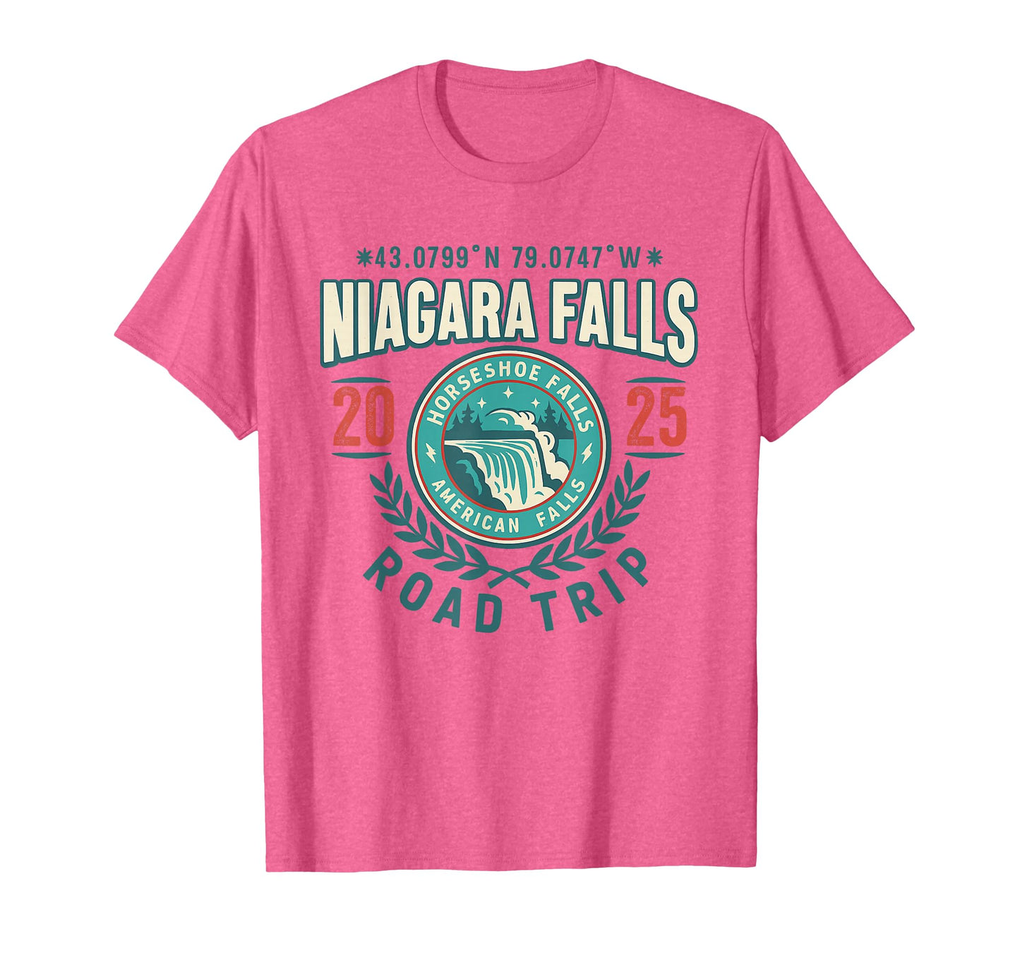 Niagara Falls 2025 Coordinates Road Trip Souvenir T-Shirt