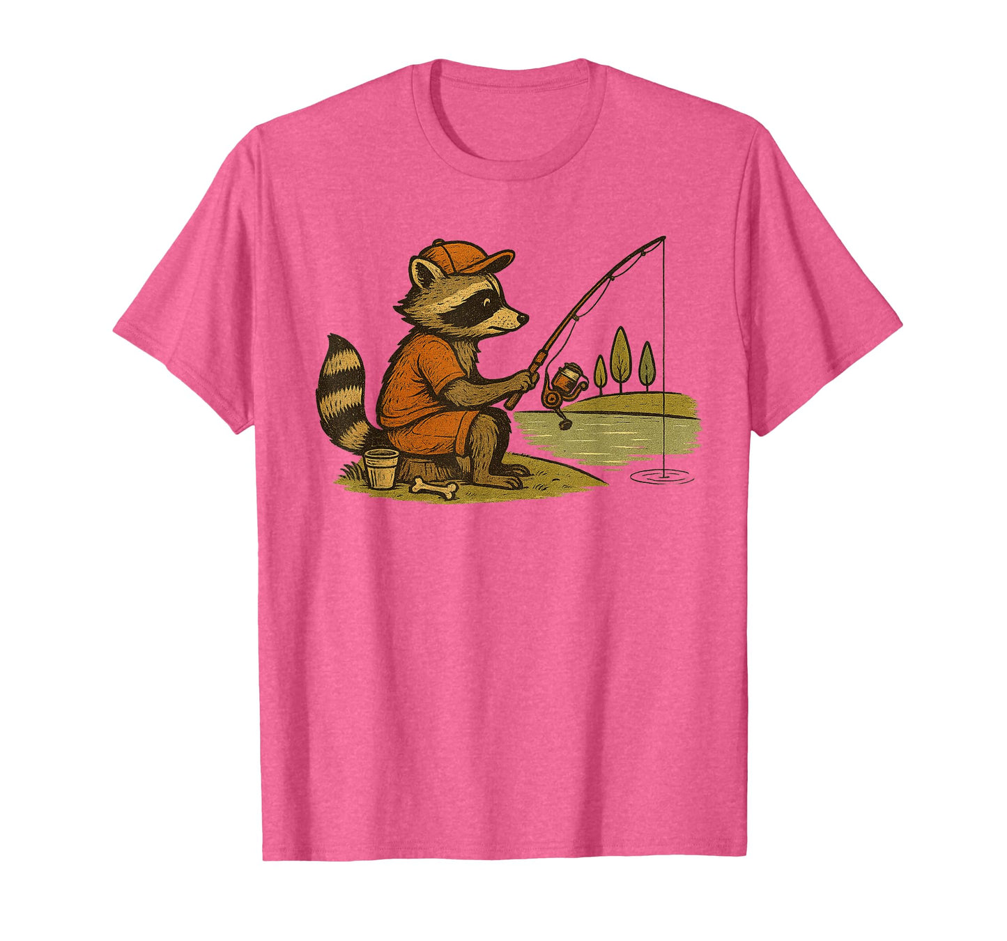 Funny Raccoon Fishing for Men Kids and Boys T-Shirt