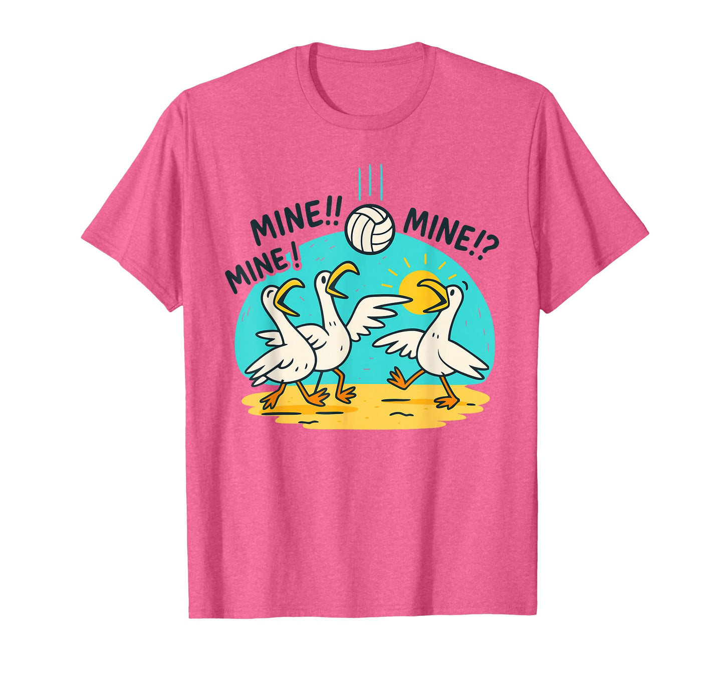 Funny Bird Playing Volleyball Mine Game Day Vibes Sports T-Shirt