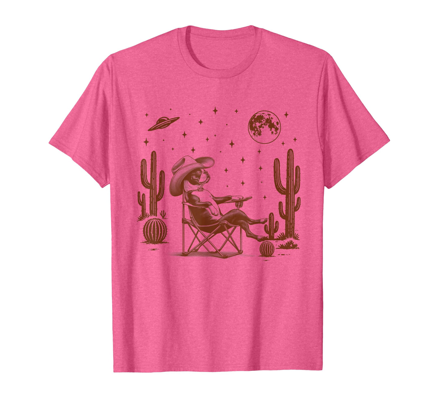 Boston Terrier Lover Dog Mom Howdy Western Life UFO Space Men Women T-Shirt