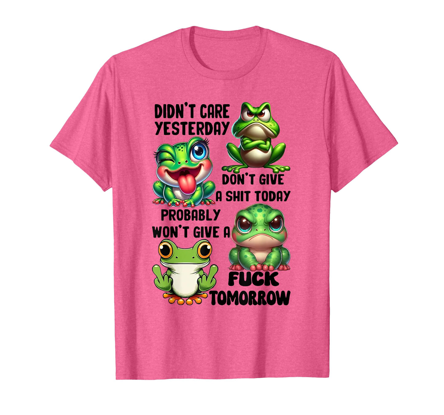 Frog Didn't Care Yesterday Don't Give A Shit Today Probably T-Shirt