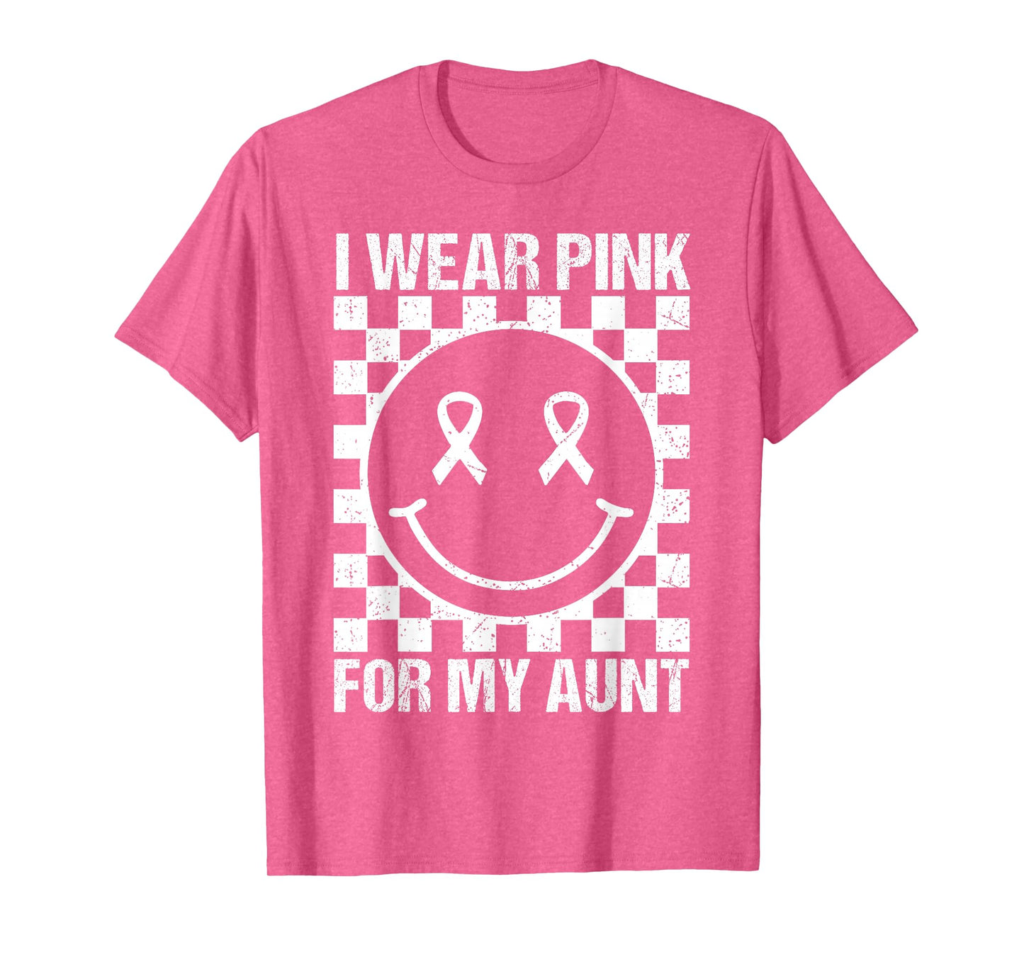 I Wear Pink for My Aunt Smile Face Breast Cancer Women Kids T-Shirt