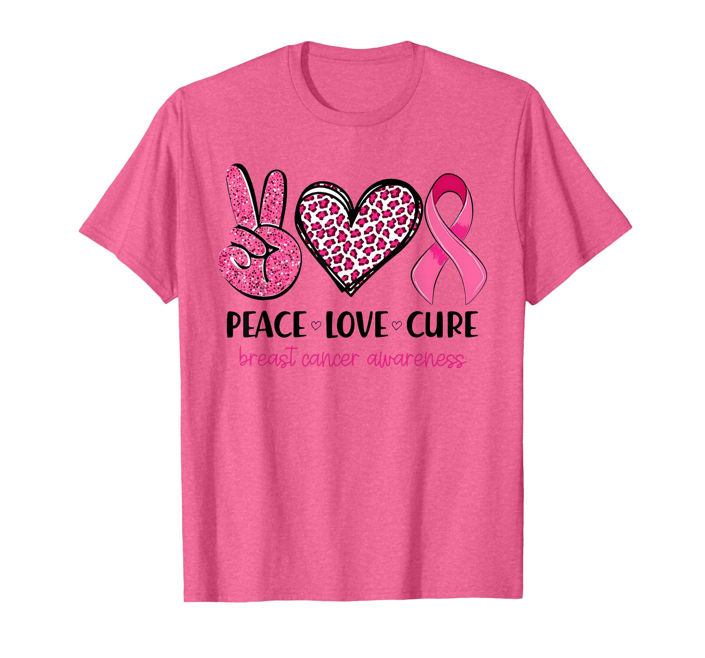 Peace Love Cure Pink Ribbon Breast Cancer Awareness Womens T-Shirt