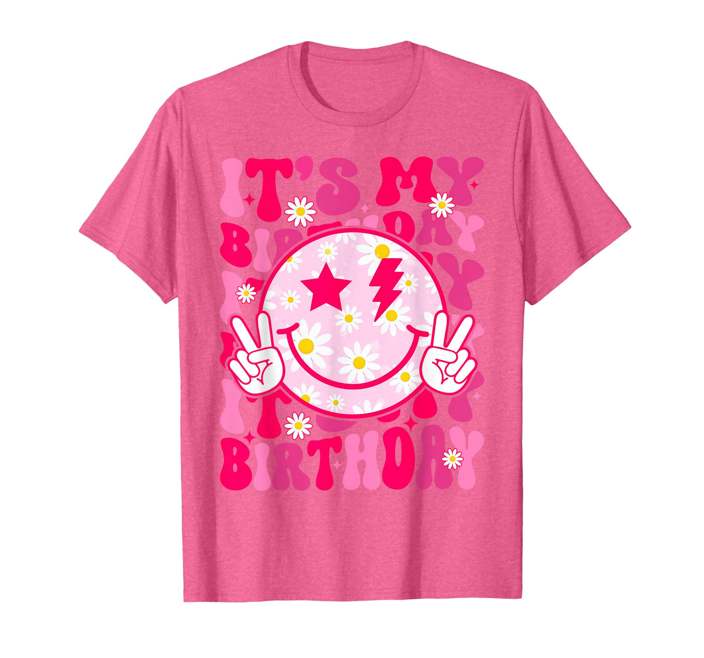Groovy It's My Birthday Women Teens Girls Preppy Smile Face T-Shirt