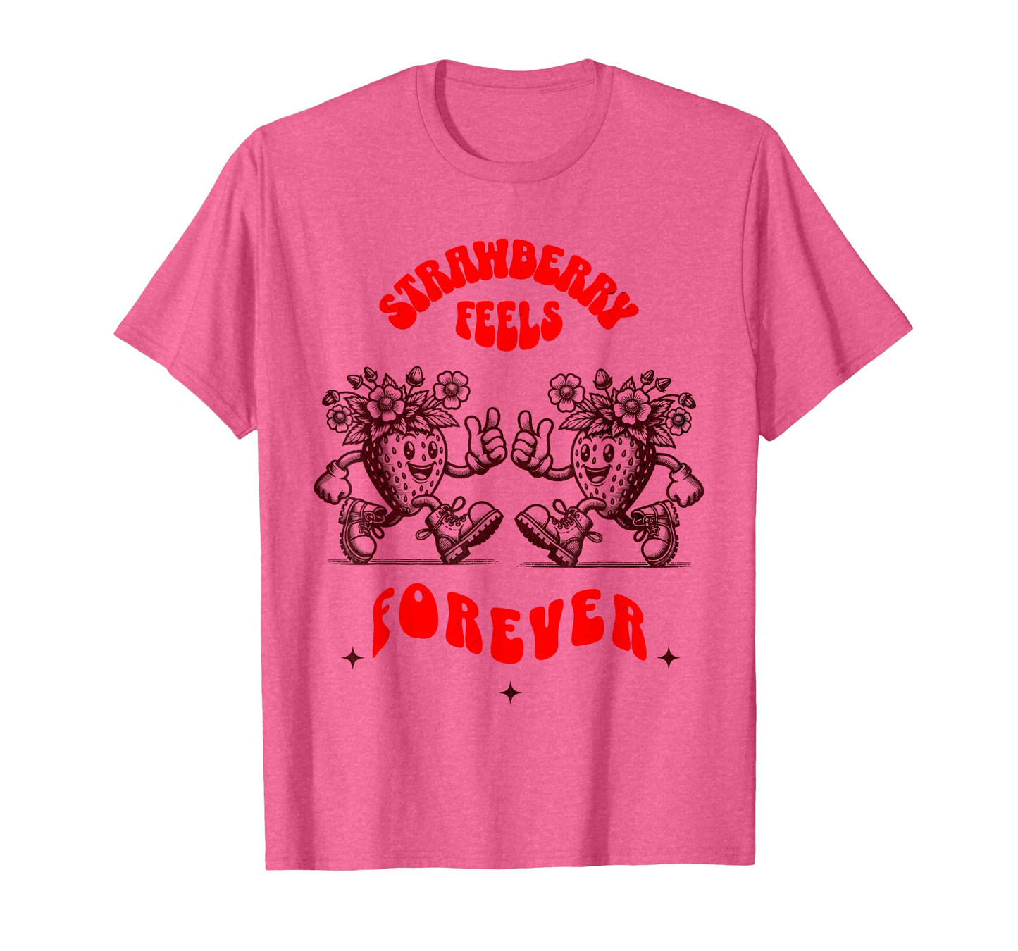 Strawberry Feels Forever Retro Psychedelic Fruit Design T-Shirt