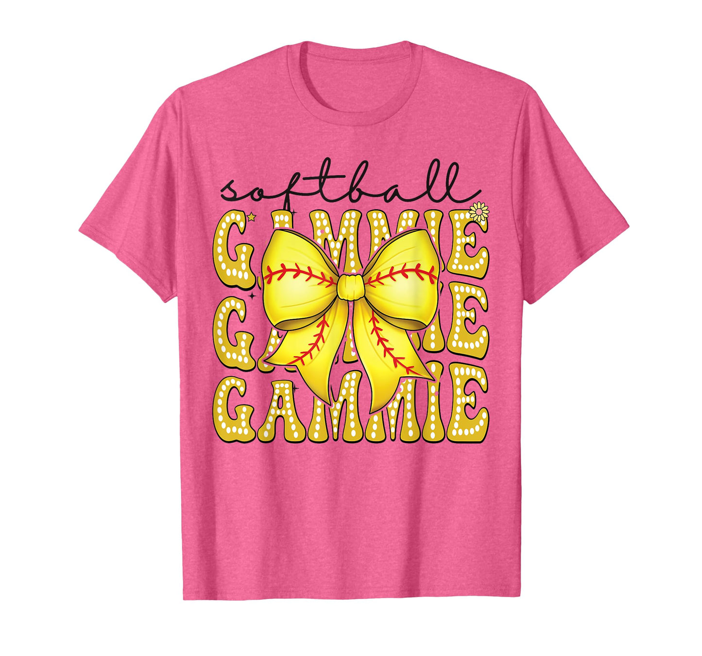 Softball Gammie Retro Softball Coquette Bow Groovy T-Shirt