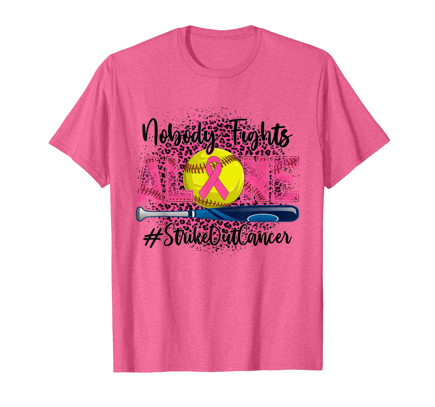 Nobody Fights Alone Strike Out Breast Cancer Softball Ball T-Shirt