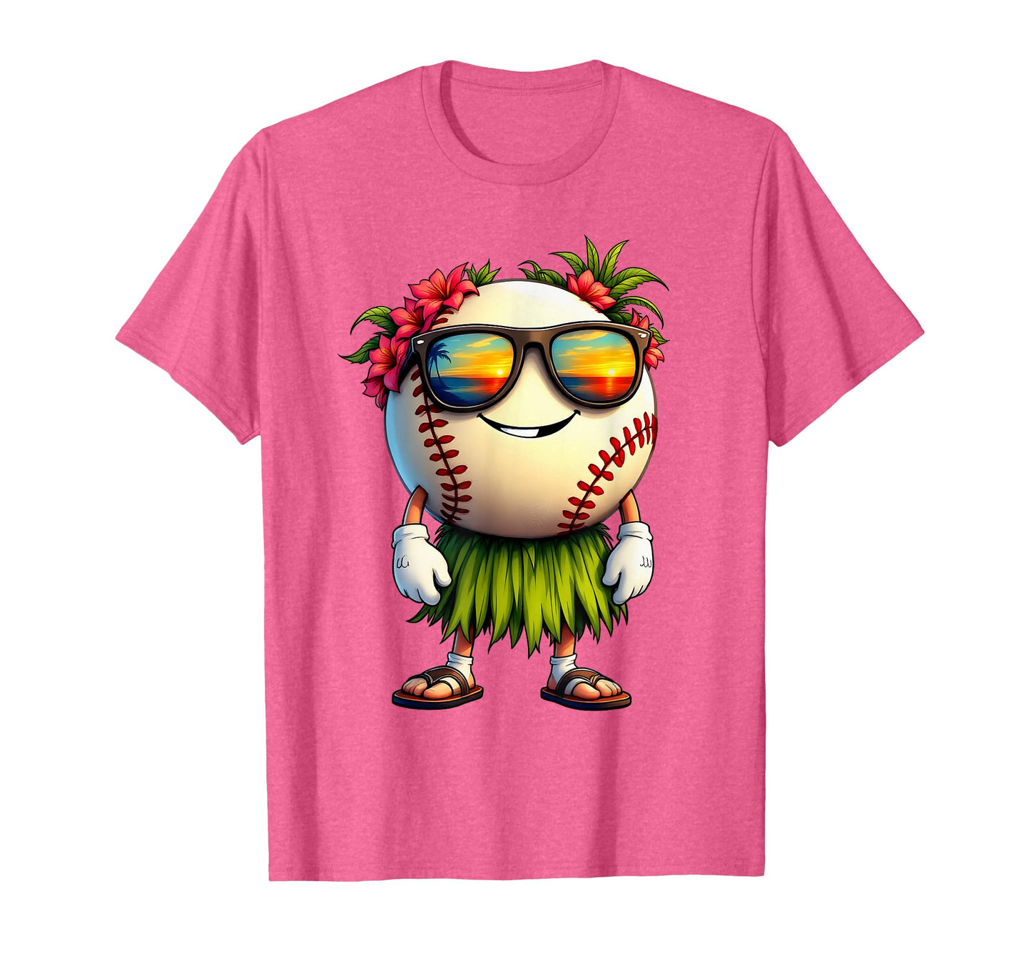 Funny Hawaii Baseball Ball Hawaiian Tropical Summer Vacation T-Shirt