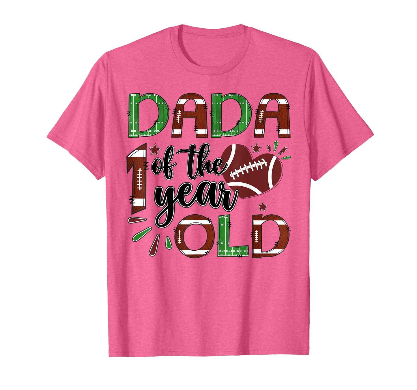 Dada Of The 1 Year Old Football 1St Year Down Birthday T-Shirt