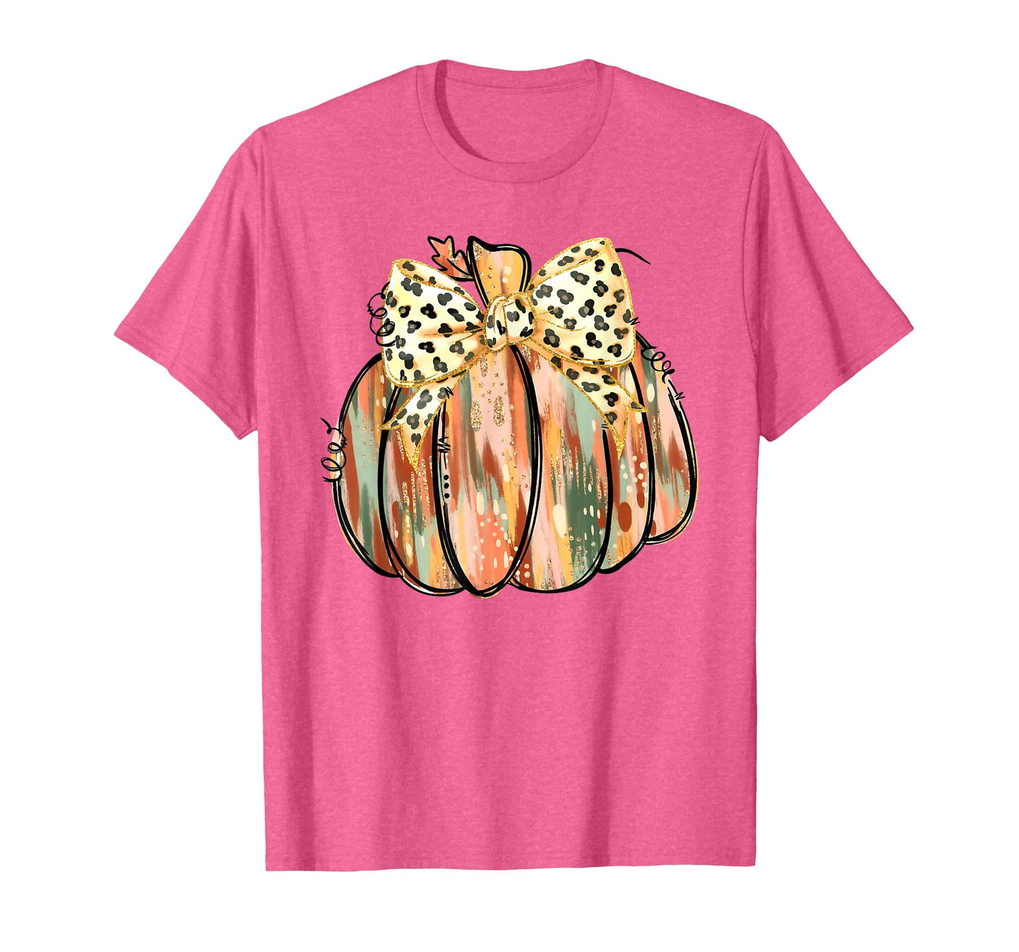 Coquette Bow Pumpkin Season Autumn Fall Leaves Thanksgiving T-Shirt
