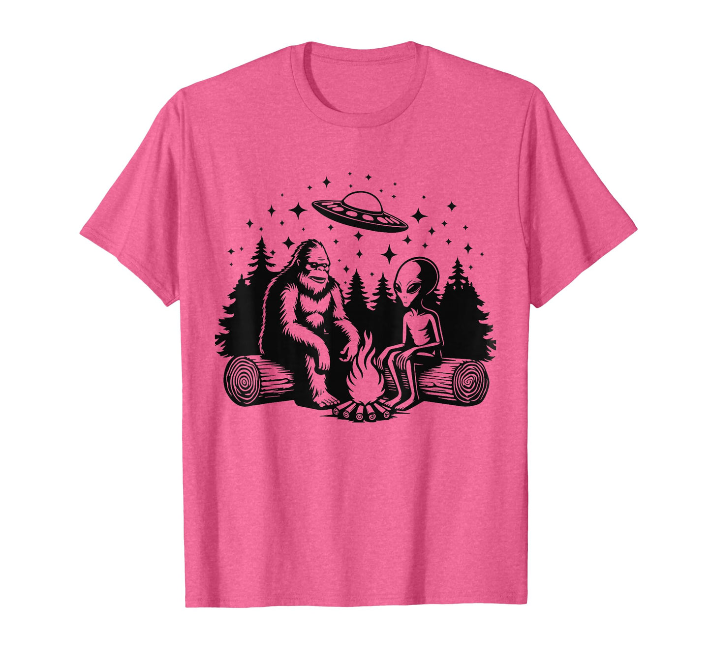 Bigfoot And Alien Campfire Gifts For Outdoor Lovers T-Shirt
