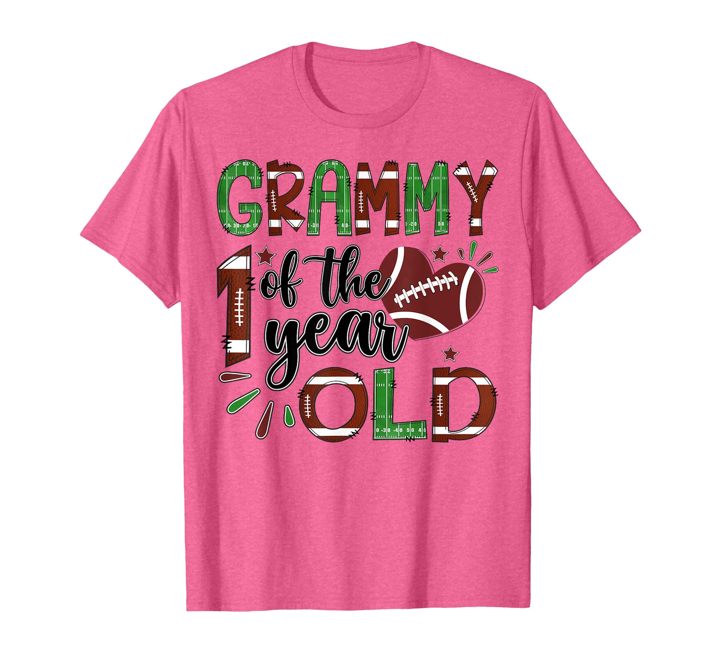 Grammy Of The 1 Year Old Football 1St Year Down Birthday T-Shirt