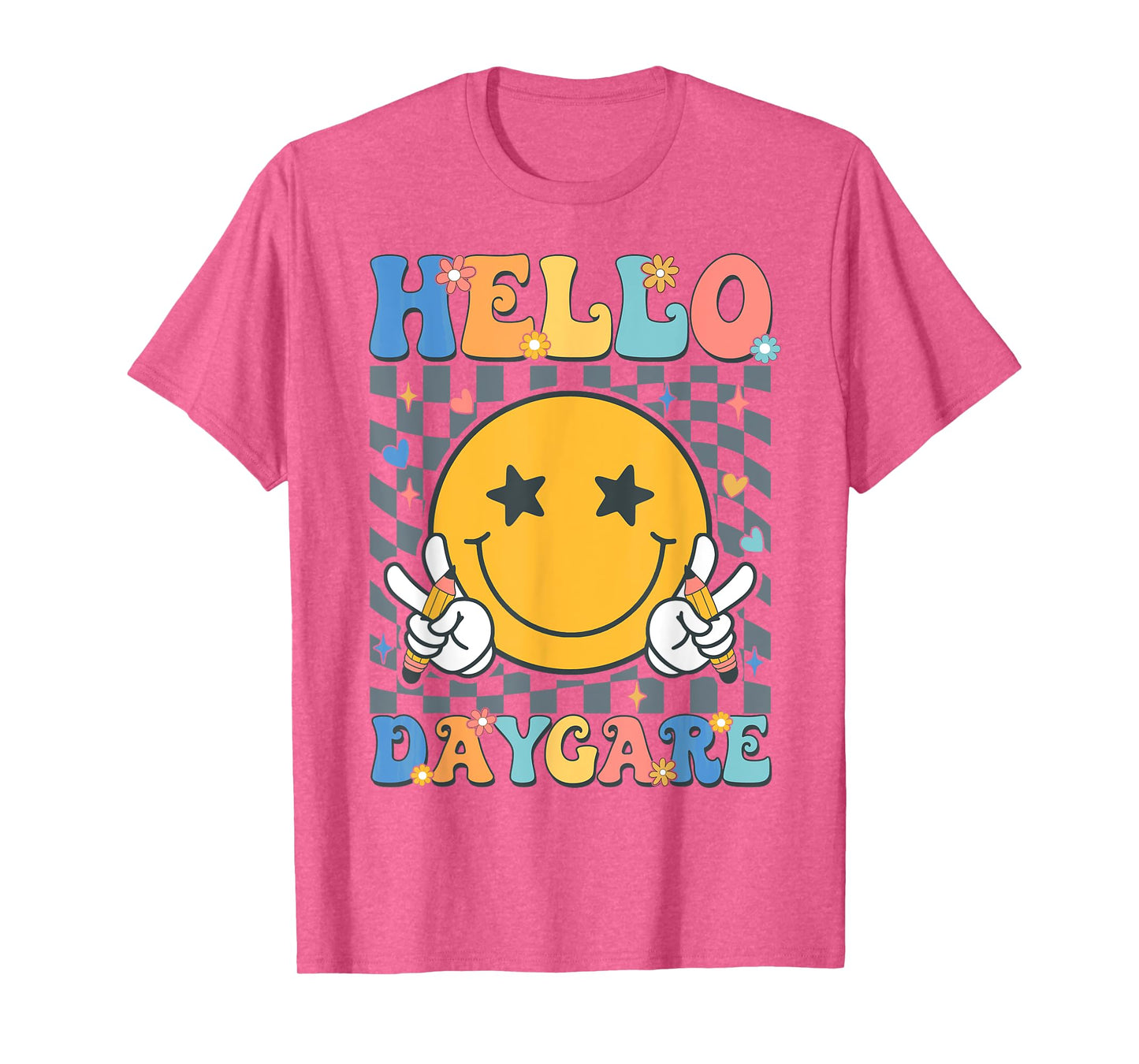 Hello Daycare Team Groovy Back To School Daycare Teacher Kid T-Shirt