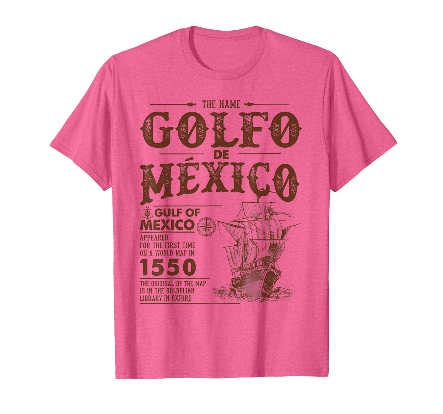 Vintage Gulf Of Mexico Map Name Origin Since 1550 T-Shirt
