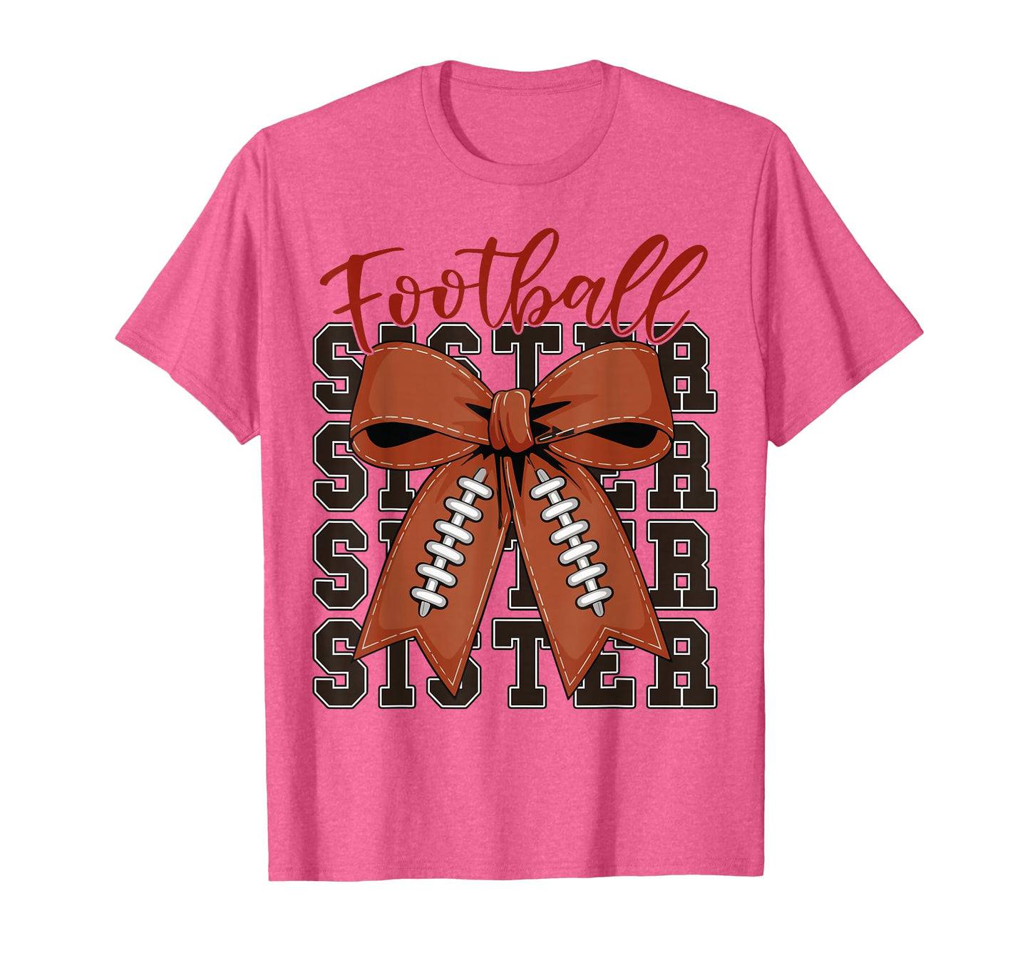 Girl Football Sister Coquette Bow Football Game Day Teen T-Shirt