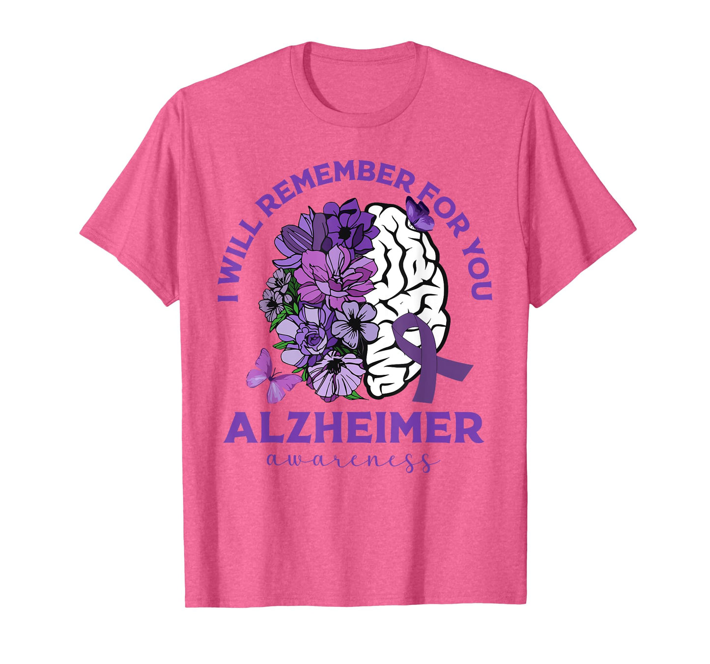I Will Remember For You Purple Flowers Alzheimers Awareness T-Shirt