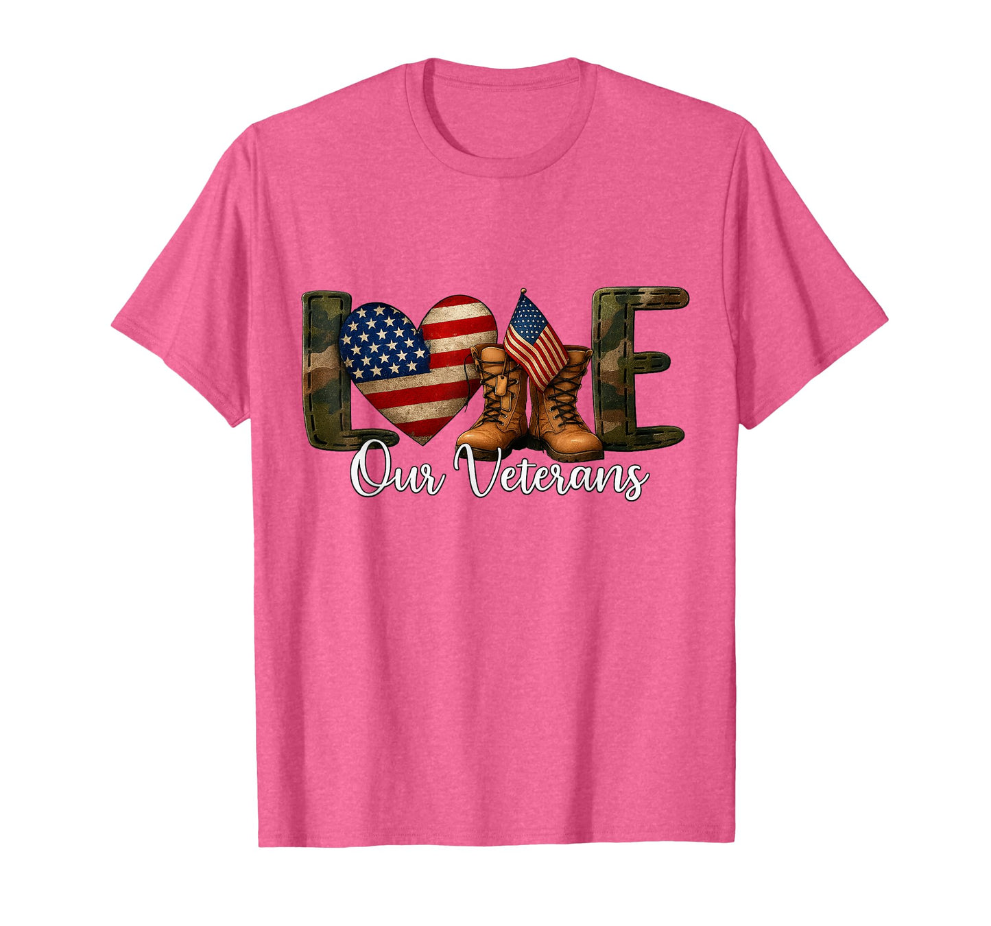 Camo American Flag Usa Proud Army Love Our Veterans T-Shirt