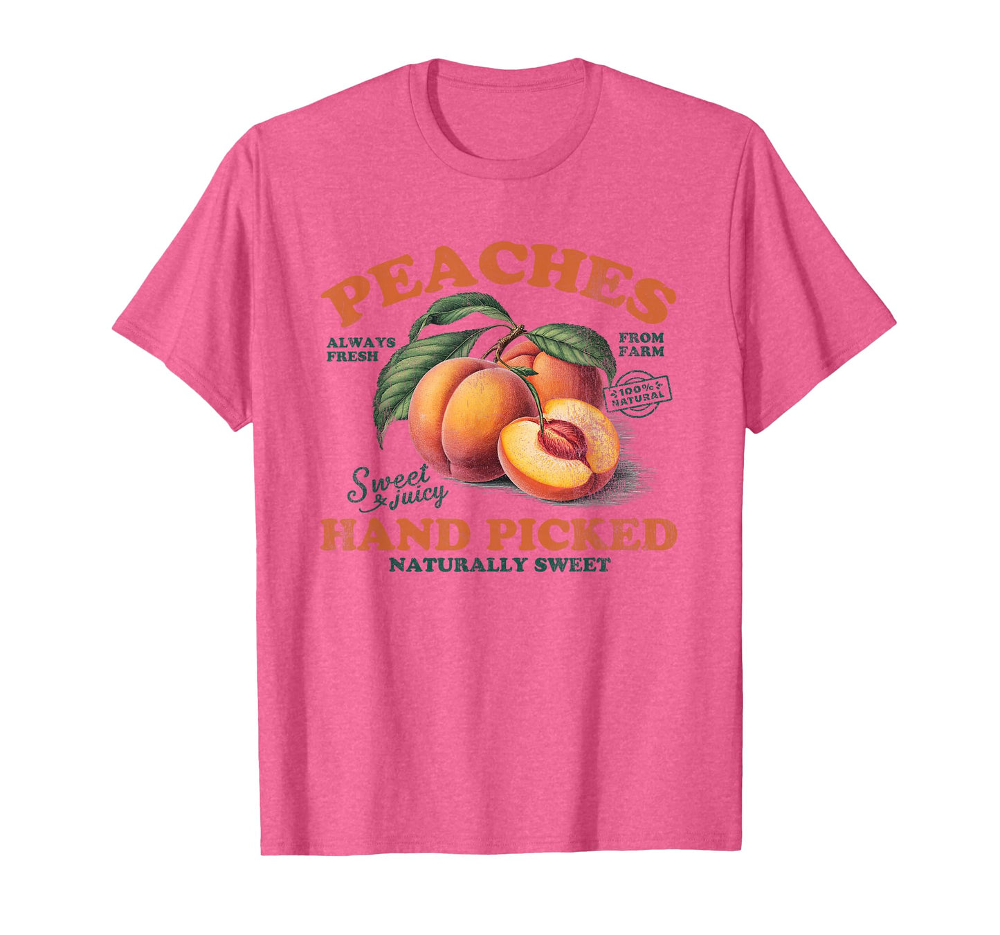 Peaches Hand Picked Vintage Fruit Retro Peach Graphic T-Shirt