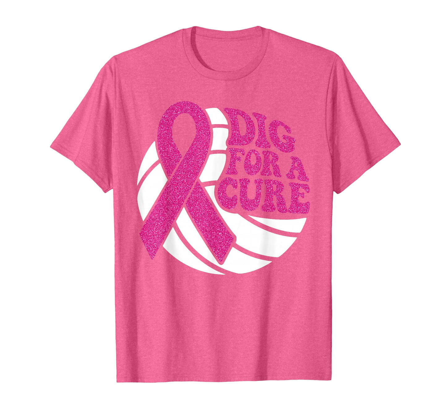 Dig for Cure Pink Ribbon Volleyball Breast Cancer Awareness T-Shirt