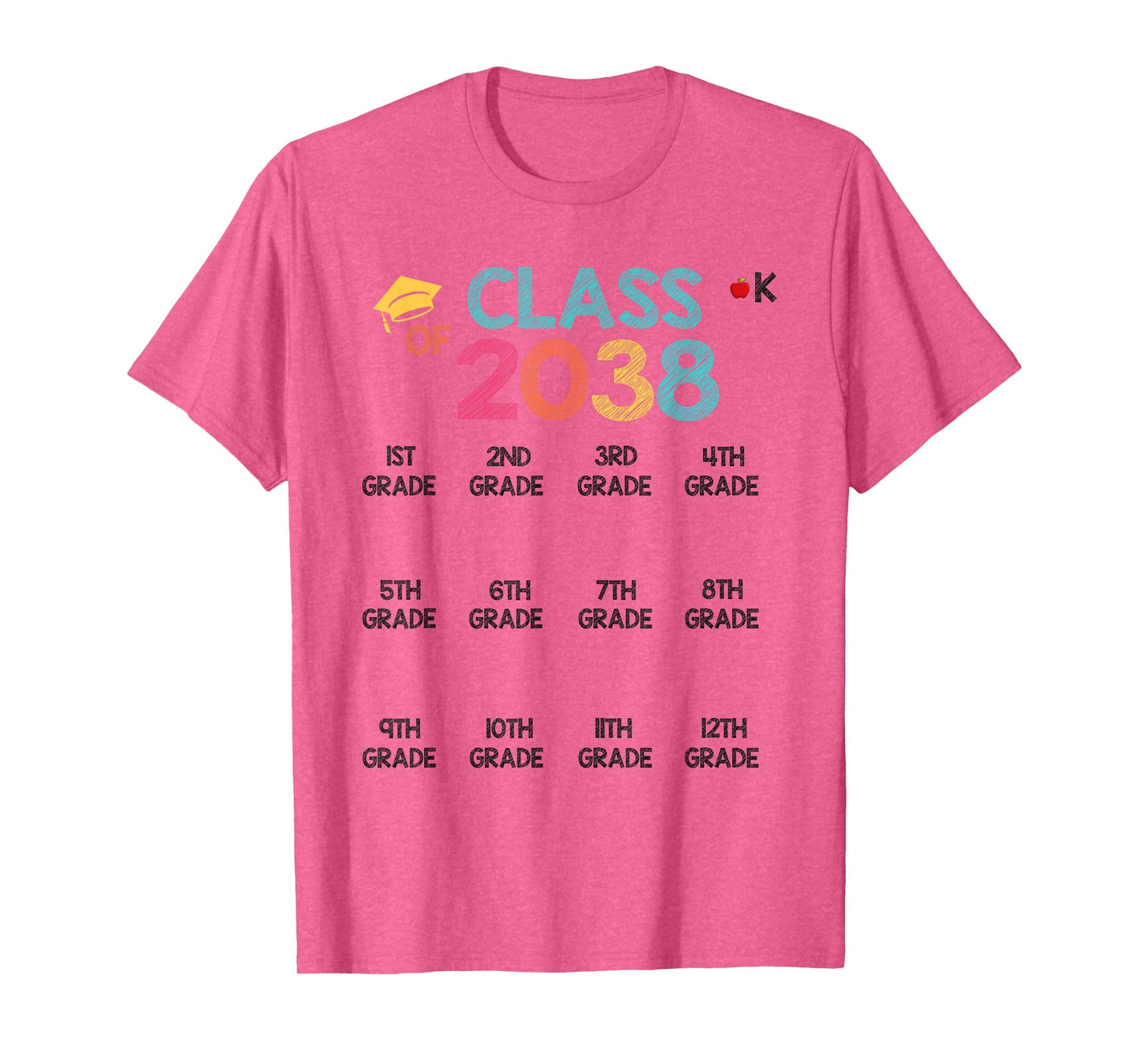 Class of 2038 Grow With Me Shirt Handprint Pre-K 12th Grade T-Shirt