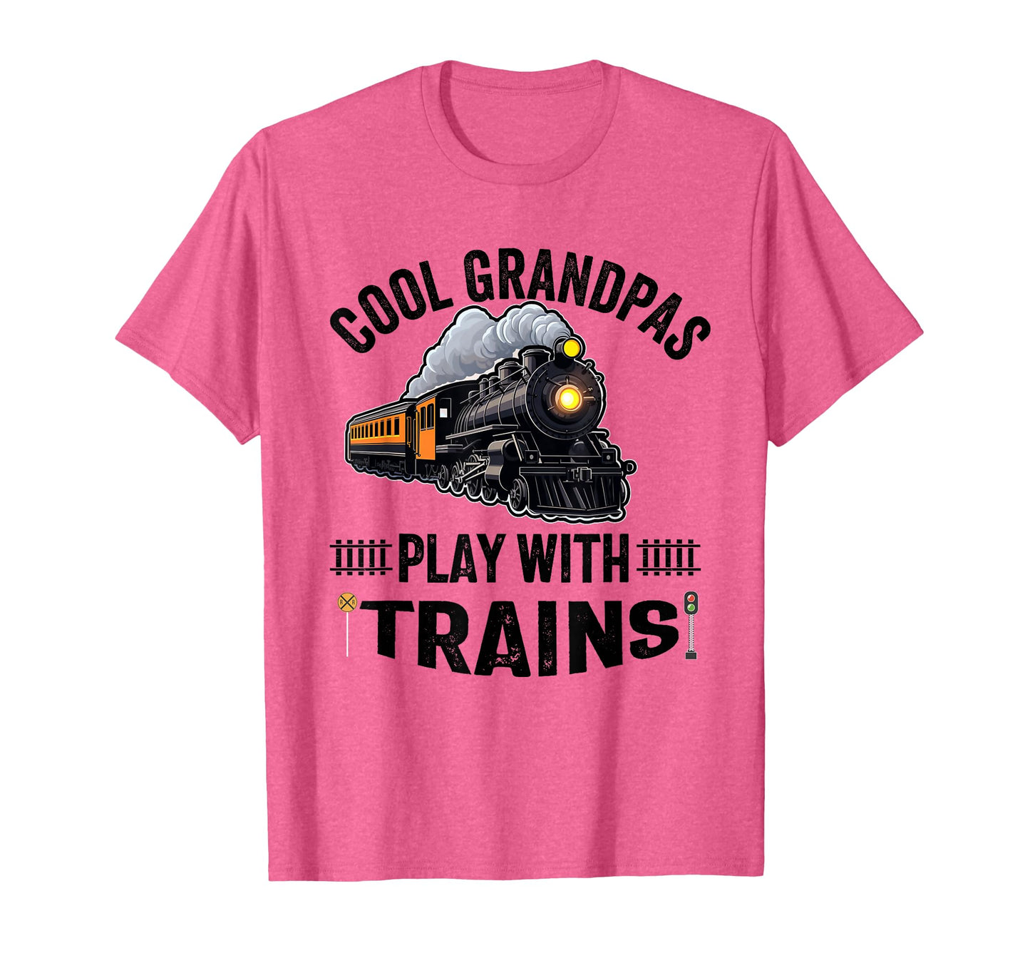 cool grandpas play with trains Train Conductor Locomotive T-Shirt