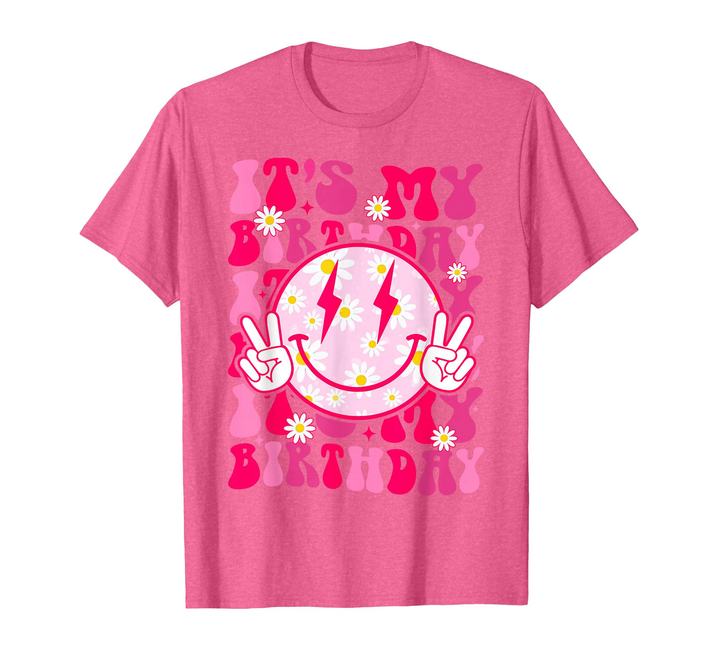 Groovy It's My Birthday Women Teens Girls Preppy Smile Face T-Shirt