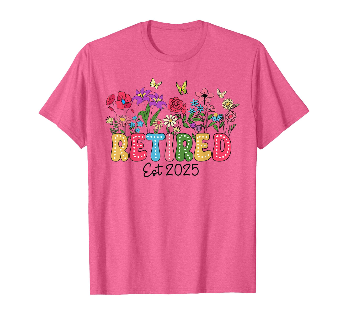 Retired Est 2025 Boho Floral Retirement Retire Teacher Women T-Shirt