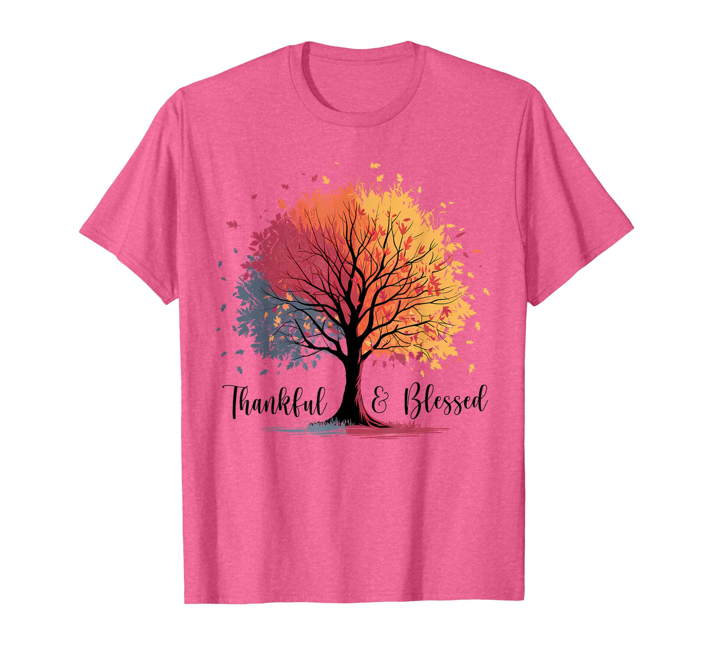 Thankful Blessed Woodland Journey Heathered Thanksgiving T-Shirt