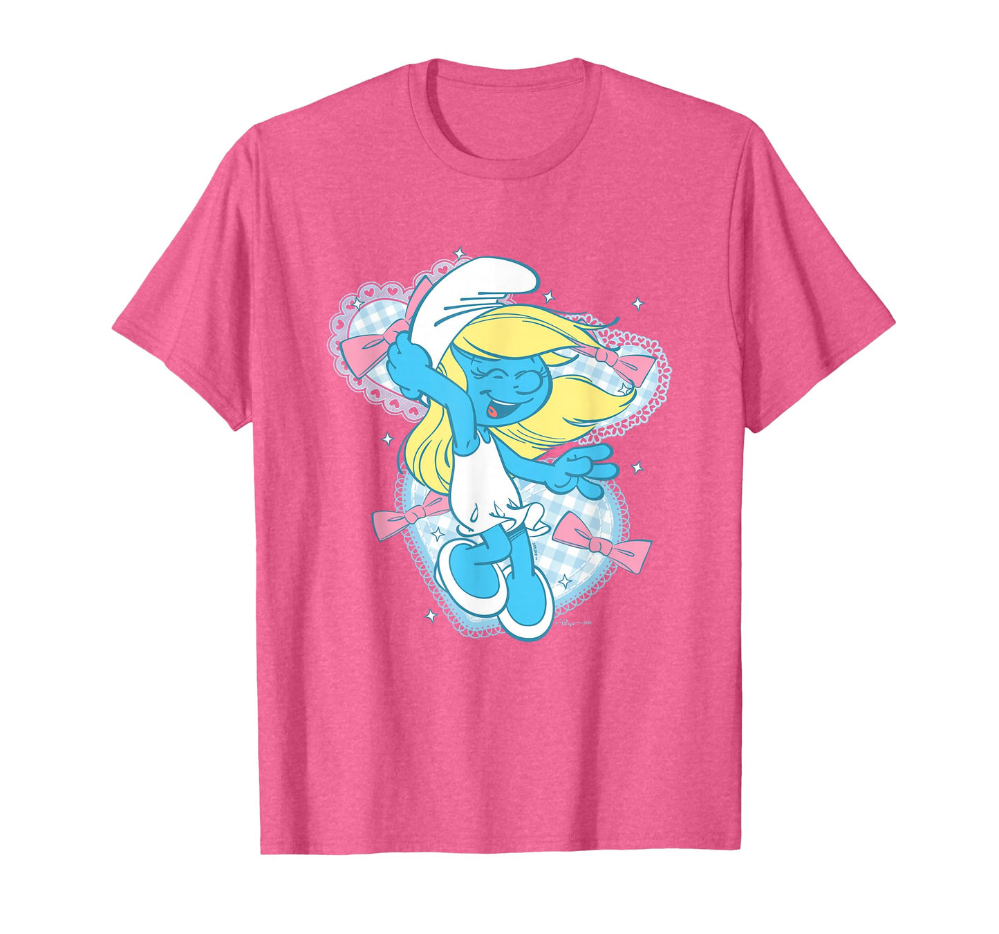The Smurfs Cute Coquette Smurfette Pastel Color Chest Logo T-Shirt