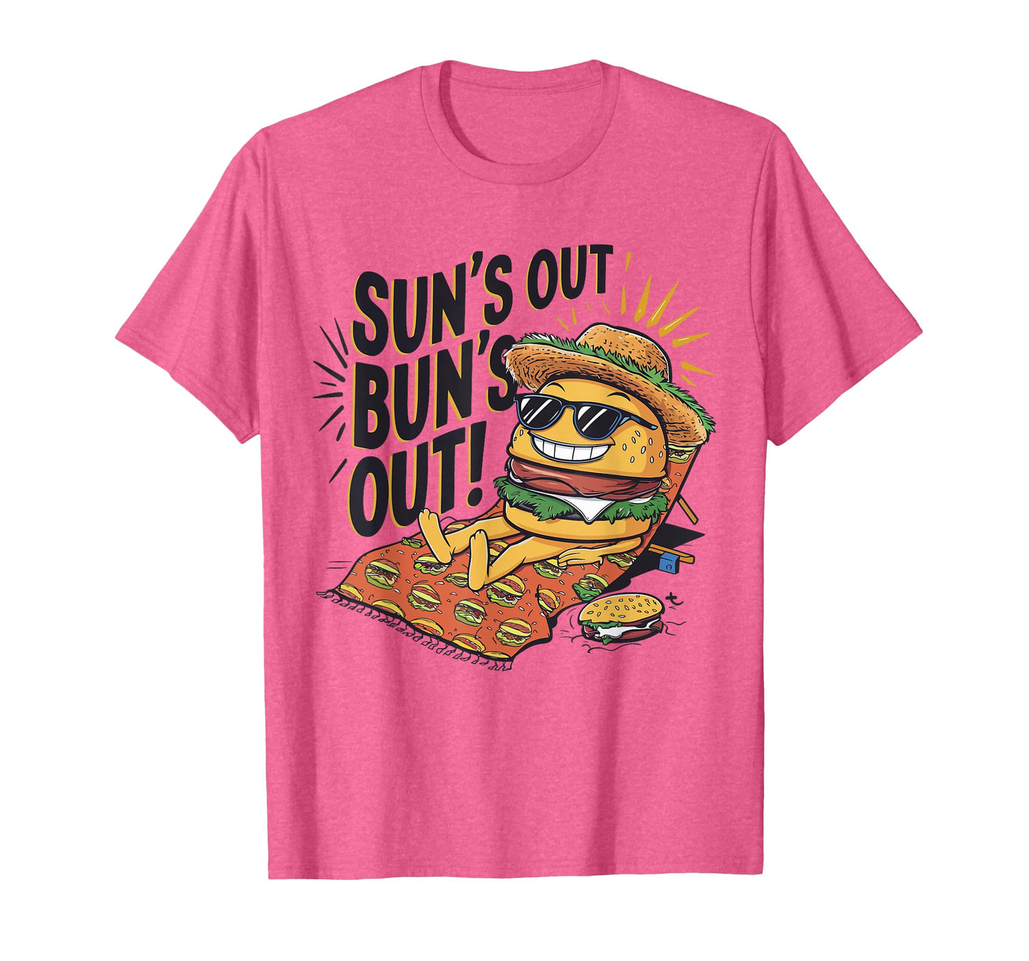 Sun's Out Bun's Out Funny Summer Cheeseburger Food Lover T-Shirt for Men Women