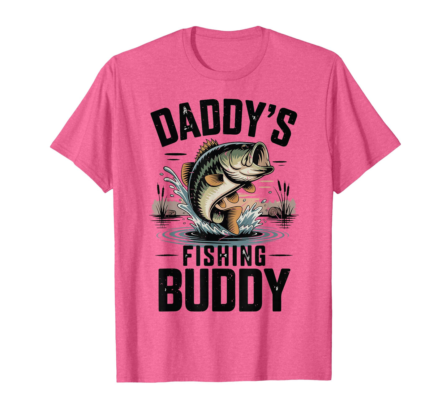 Boy Daddy Fishing Buddy Largemouth Bass Fish Funny Fisherman T-Shirt