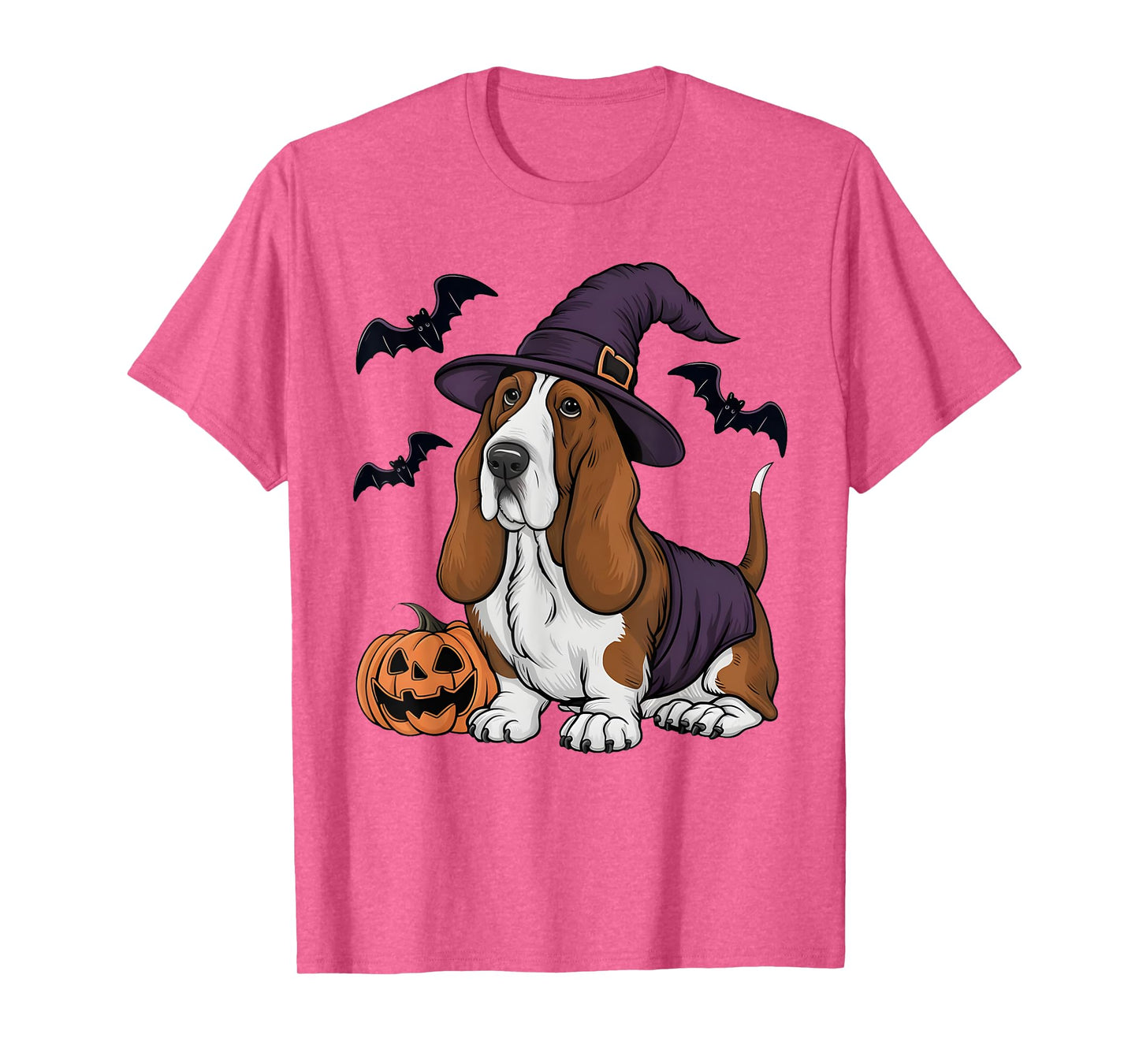 Pumpkin Bat Witch Costume Basset Hound Dog Halloween T-Shirt