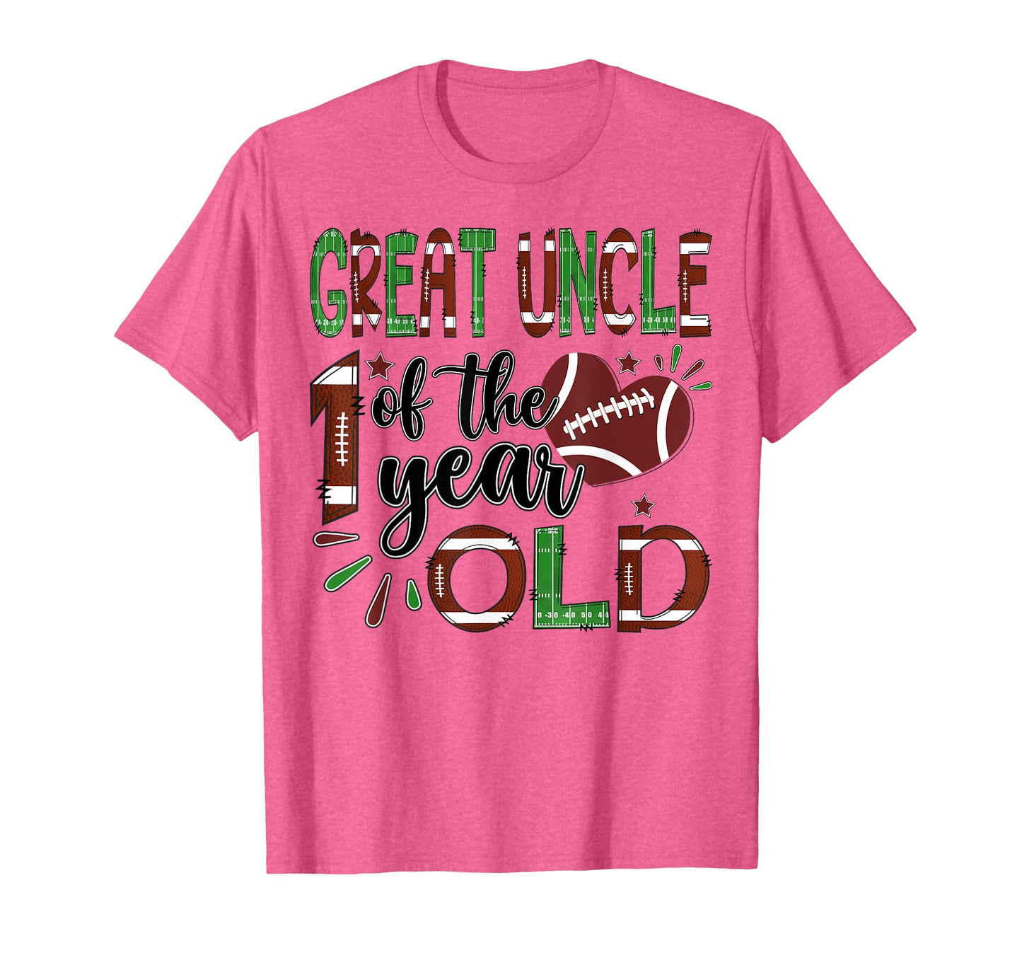 Great Uncle Of The 1 Year Old Football 1St Year Down Bday T-Shirt