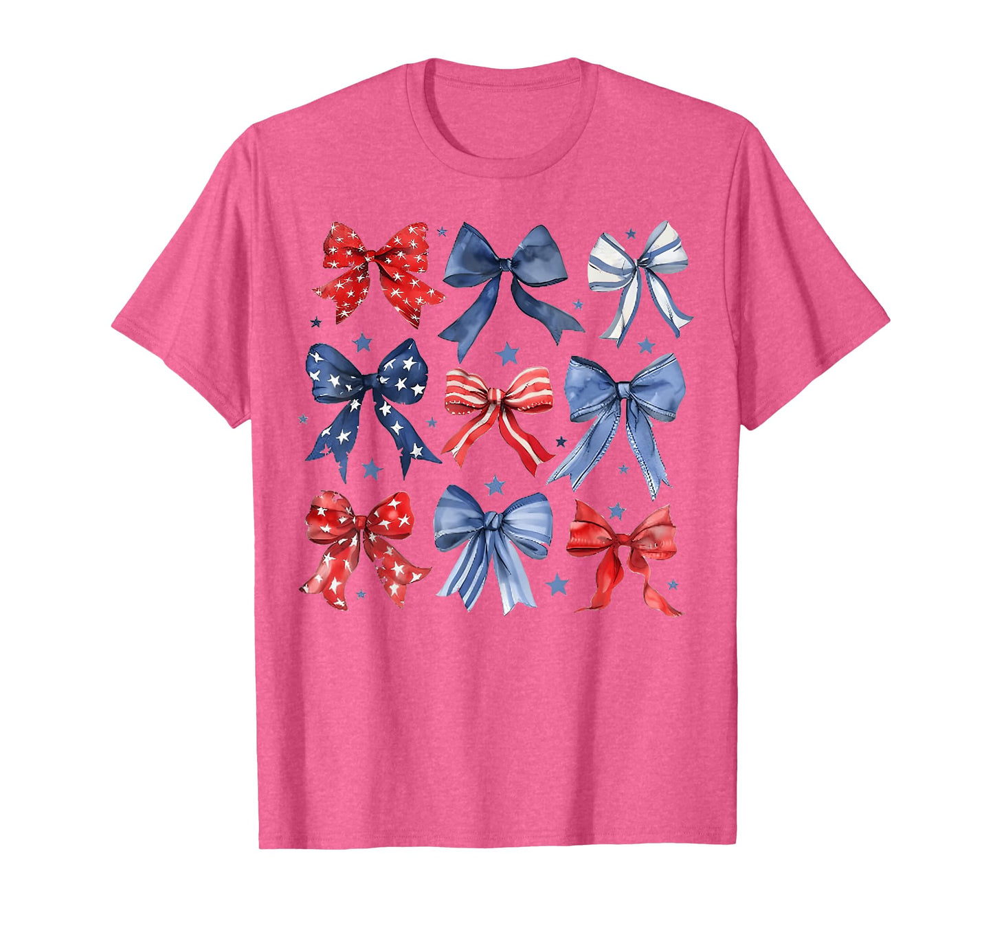 4th Of July America Patriotic bow ribbon T-Shirt for Women Girls Kids Men