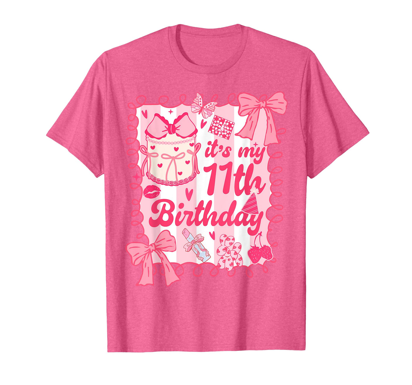 Kids It's 11th Birthday Coquette Aesthetic 11 Years Old Girl T-Shirt
