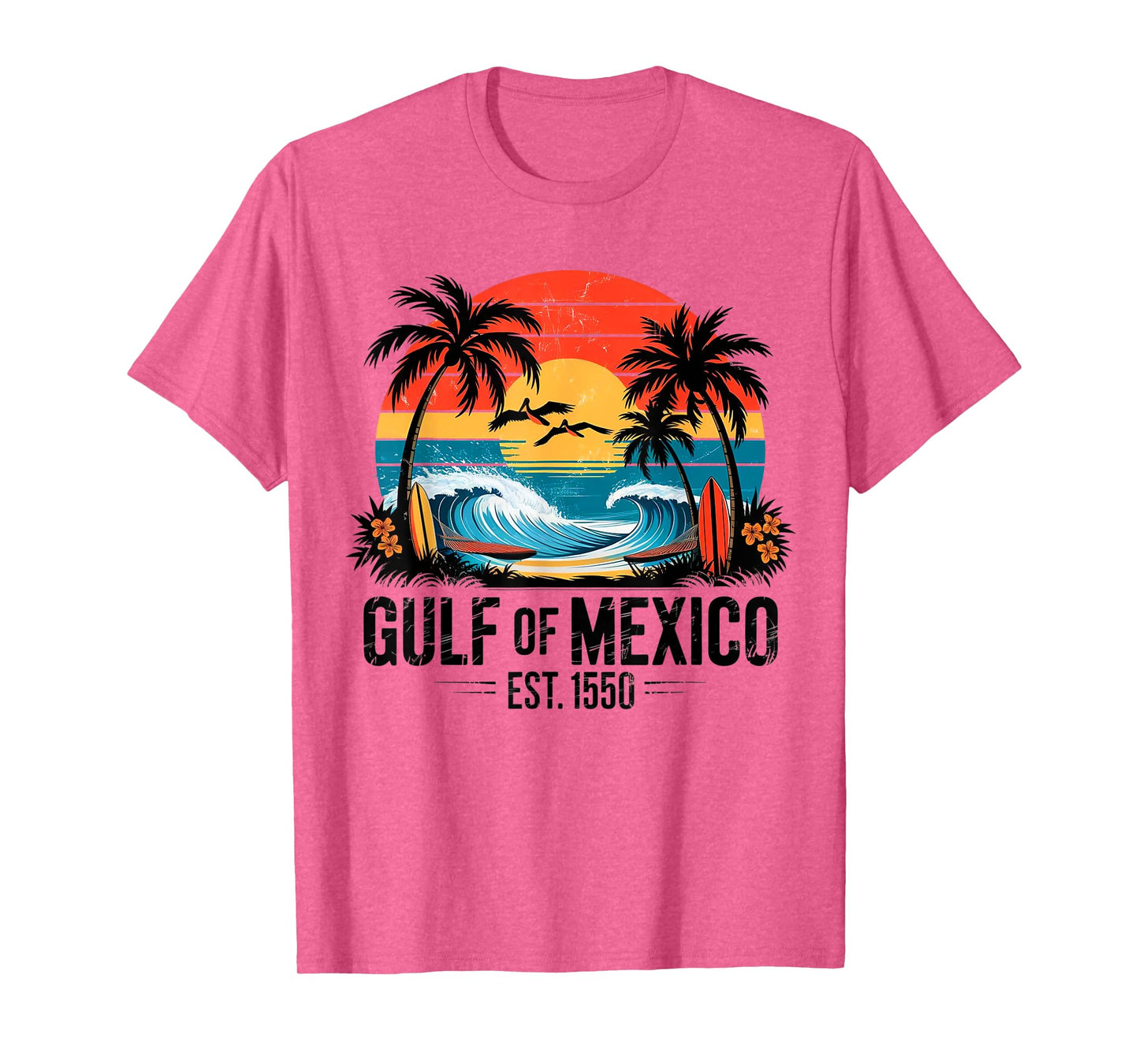 Vintage Ocean Sunset Beach Gulf of Mexico Est 1550 T-Shirt