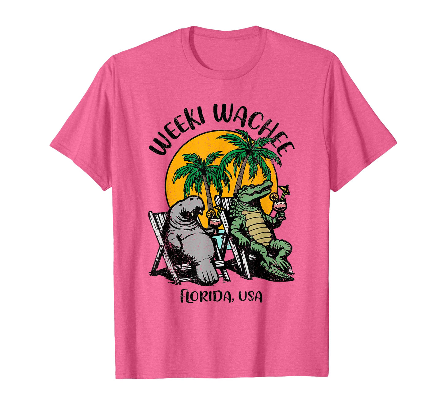 Weeki Wachee Florida USA Funny Manatee Alligator Design T-Shirt