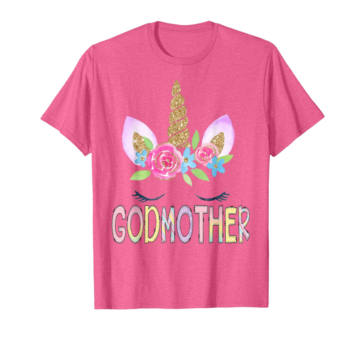 Godmother Unicorn Floral Birthday Girl Family Matching T-Shirt